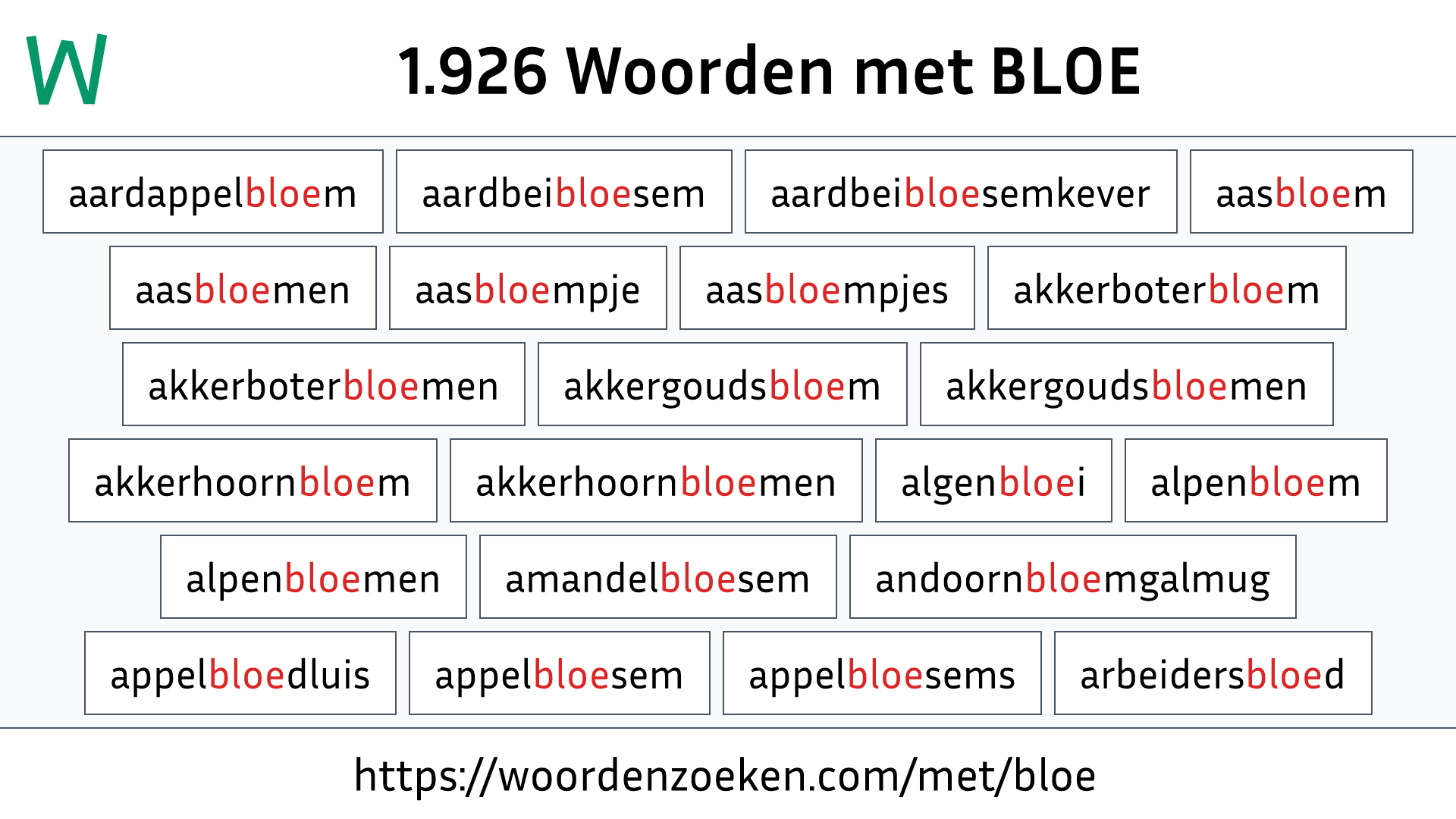 Woorden met BLOE