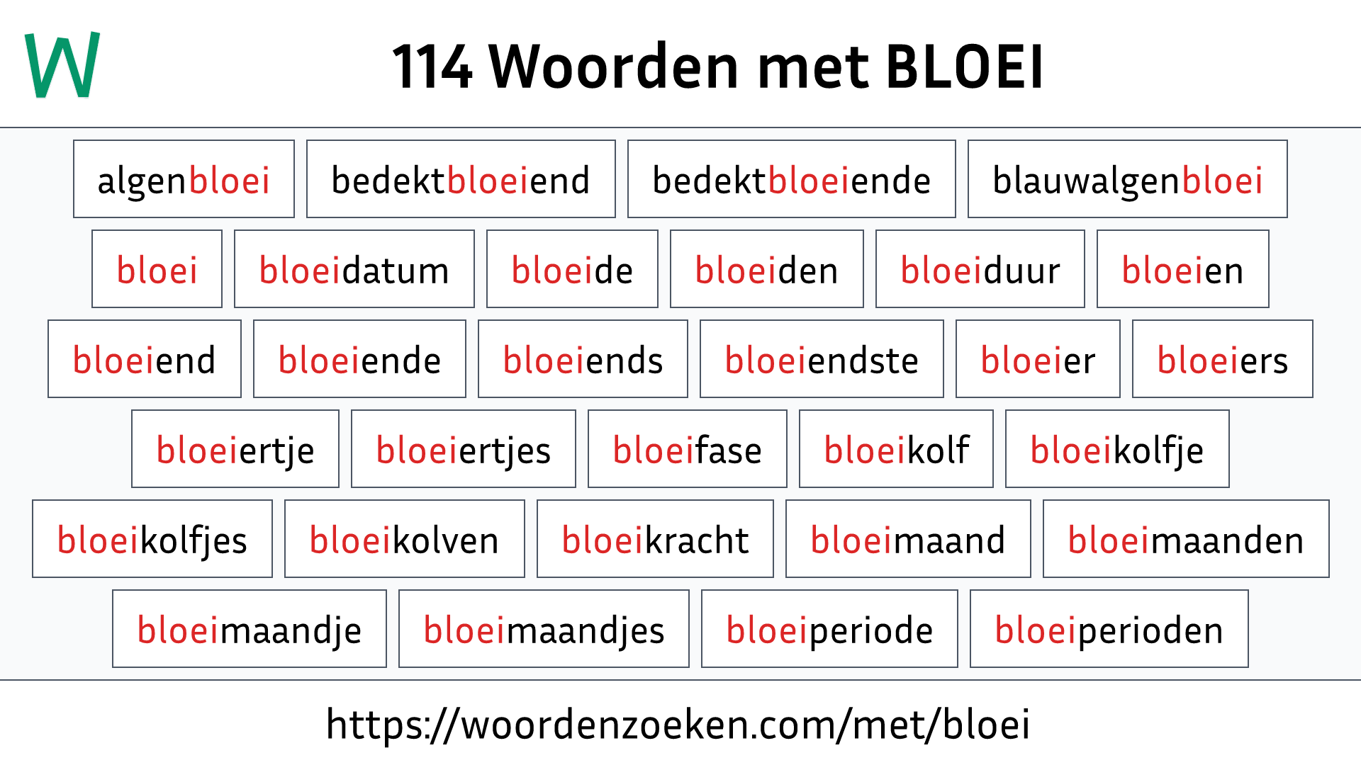 Woorden met BLOEI