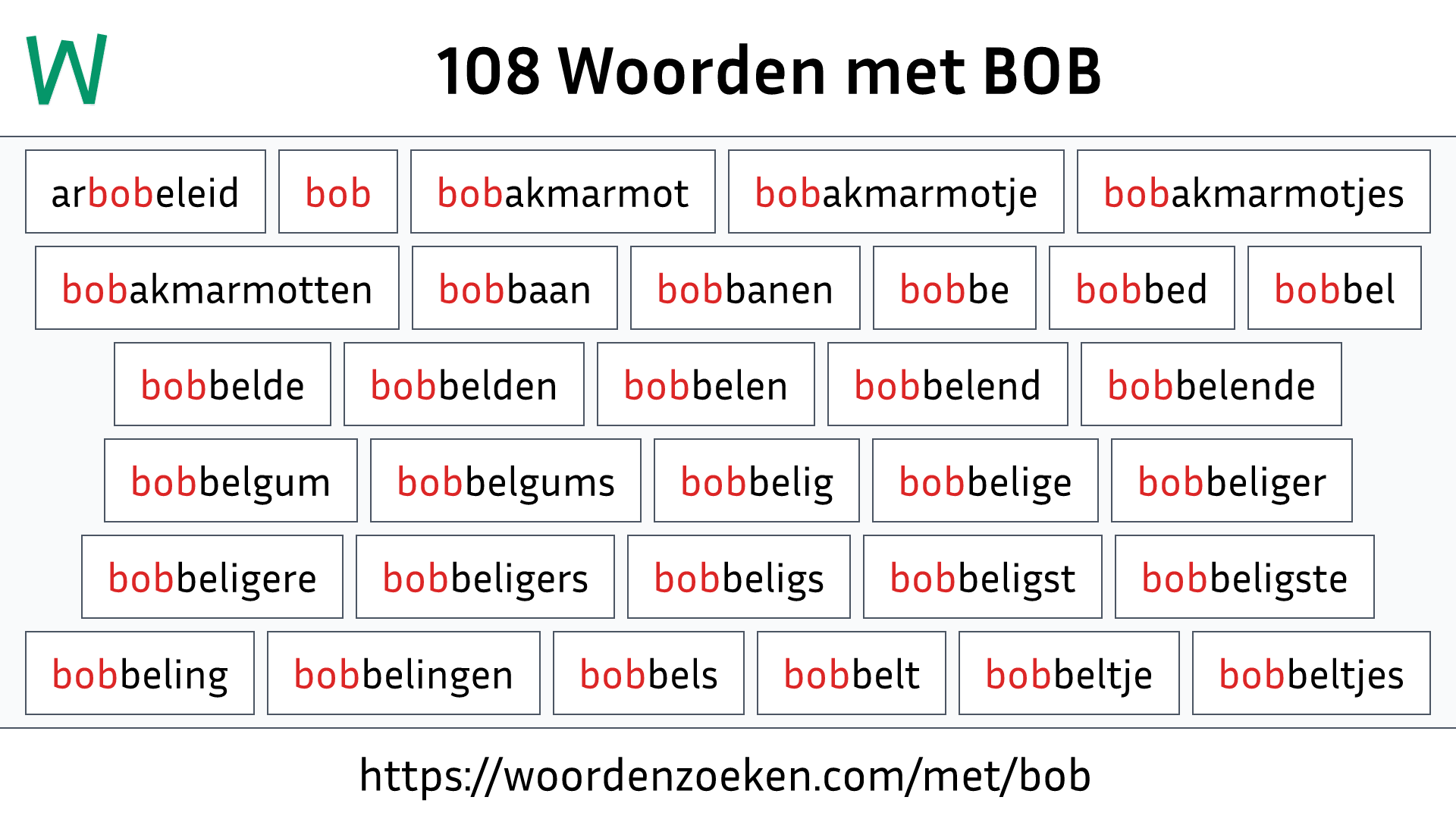 Woorden met BOB