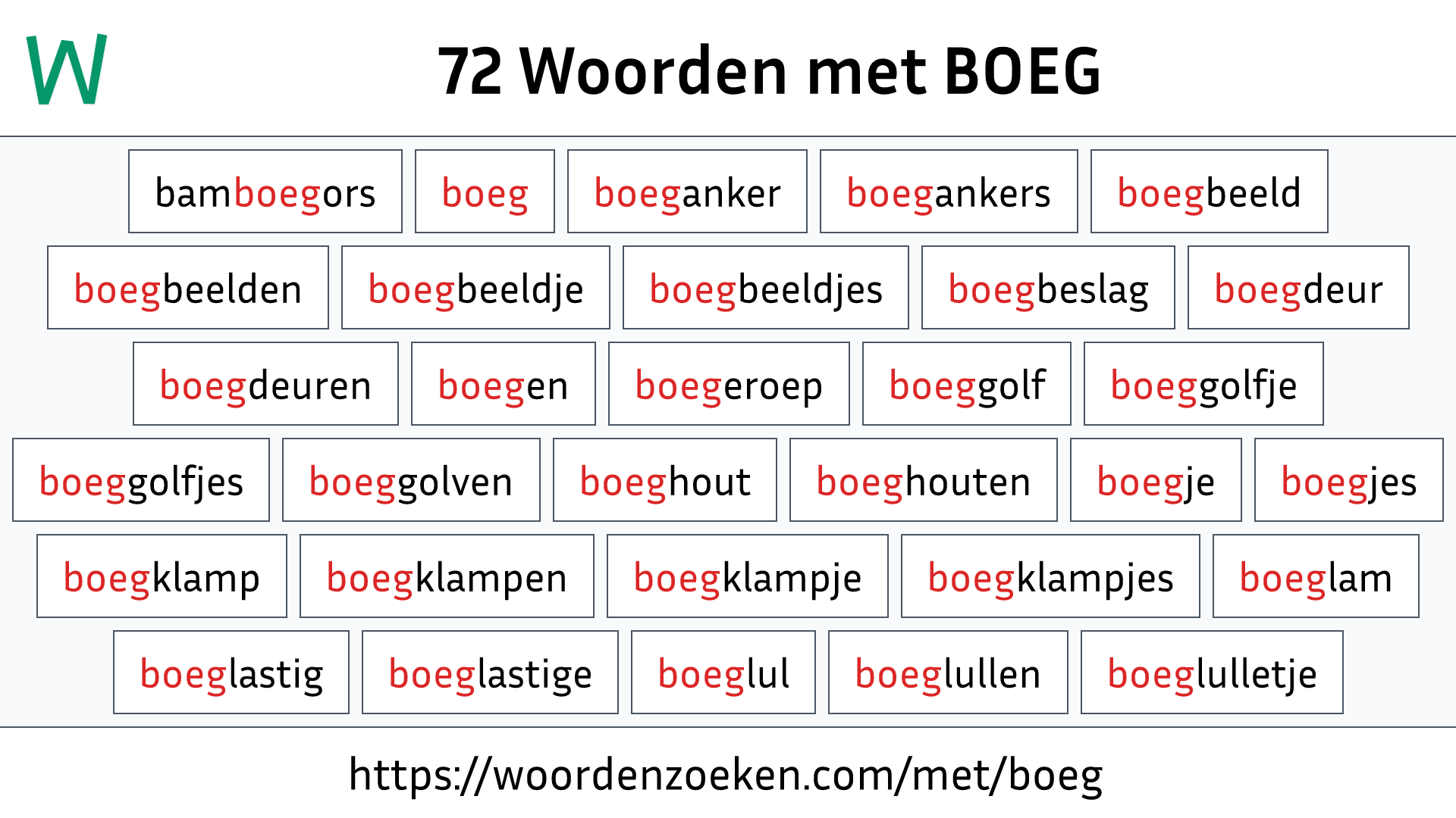 Woorden met BOEG