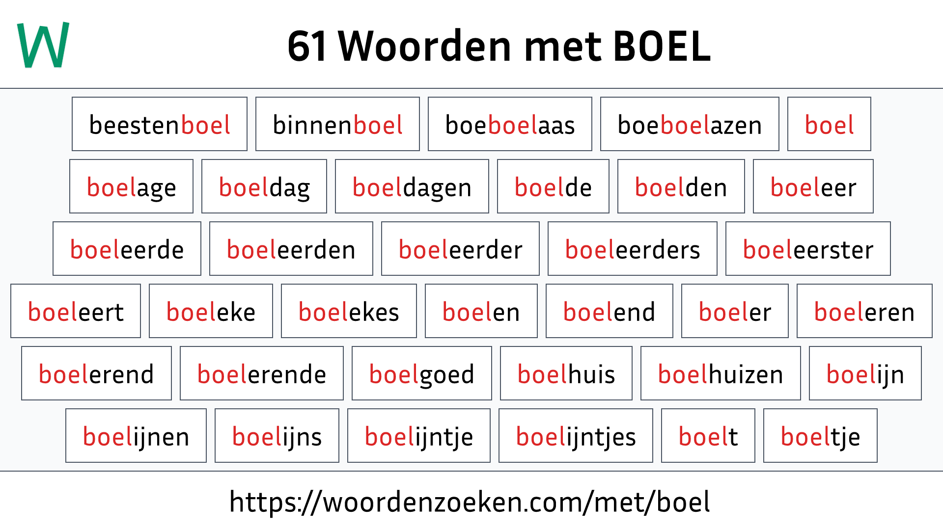 Woorden met BOEL