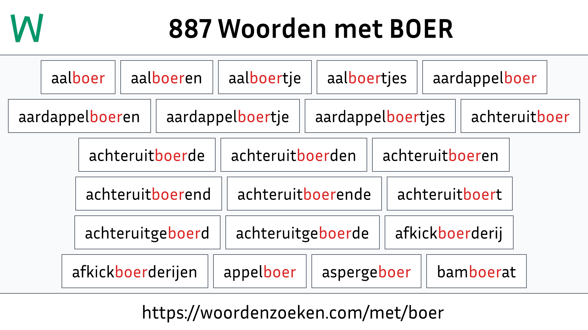 Woorden met BOER