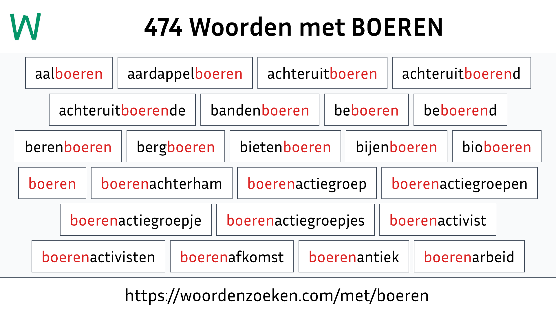 Woorden met BOEREN