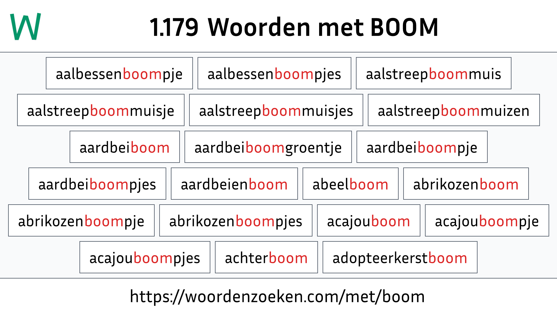 Woorden met BOOM