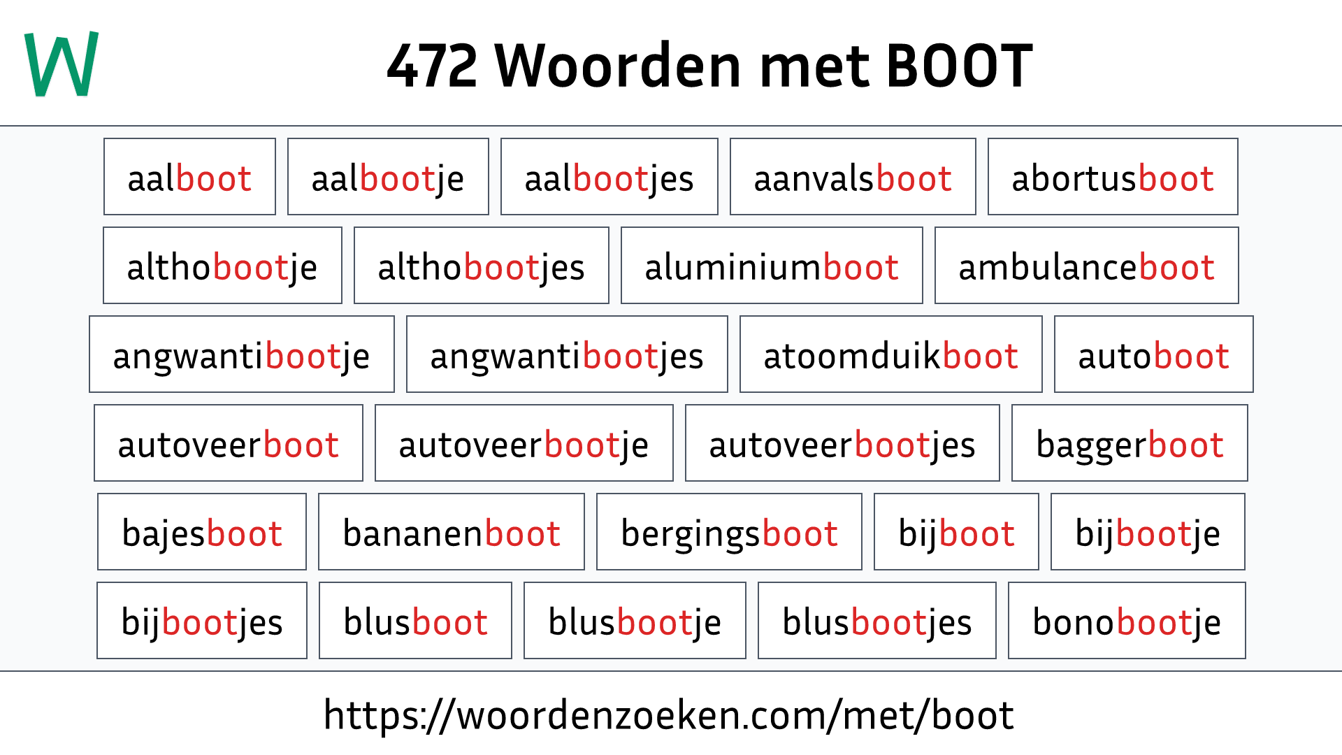 Woorden met BOOT