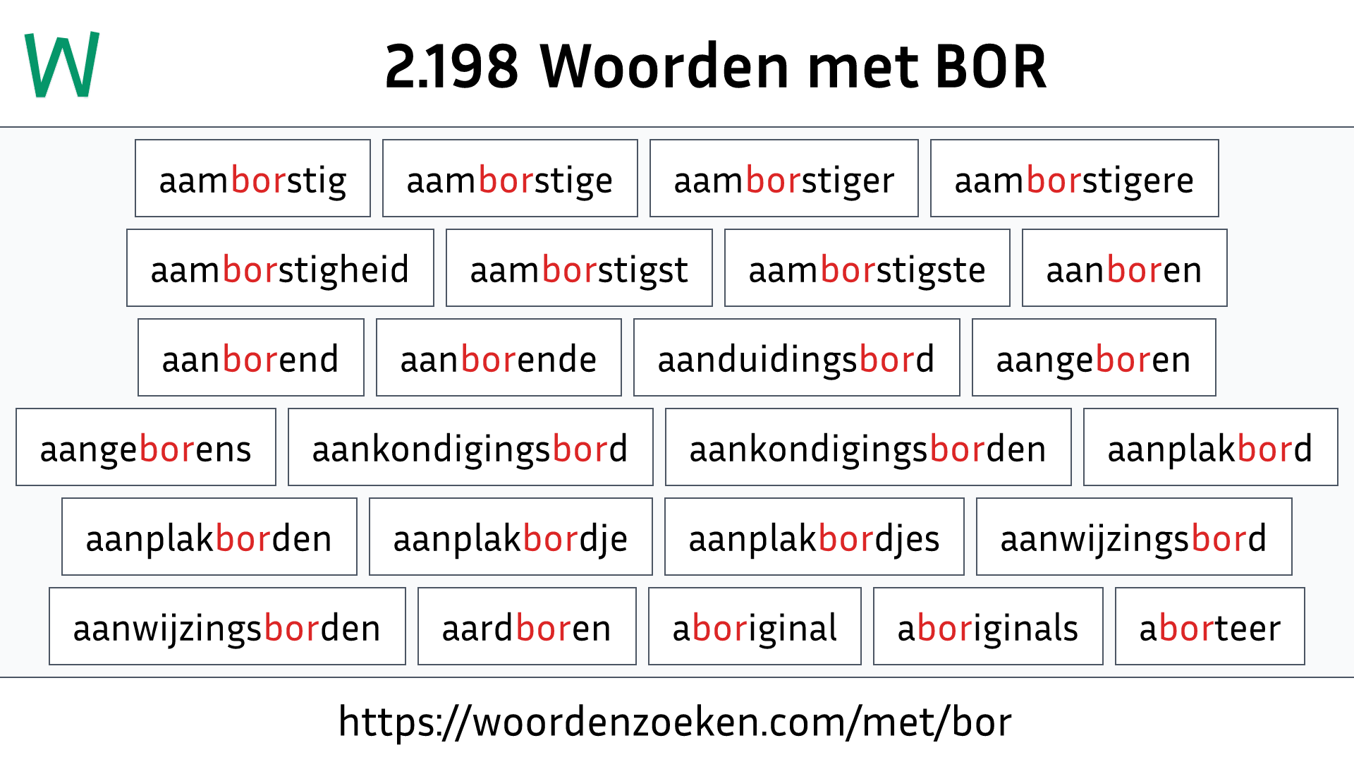 Woorden met BOR