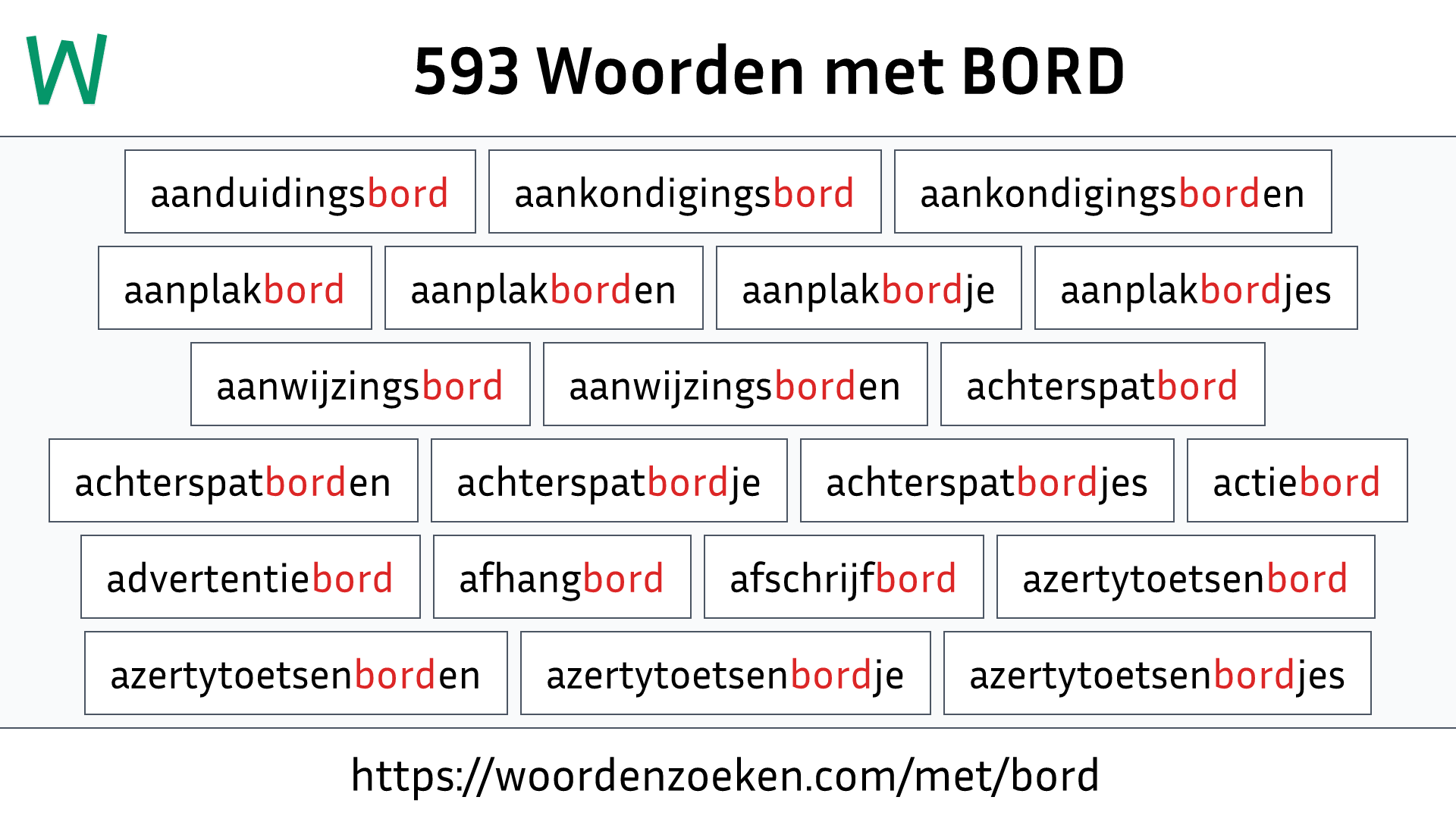 Woorden met BORD