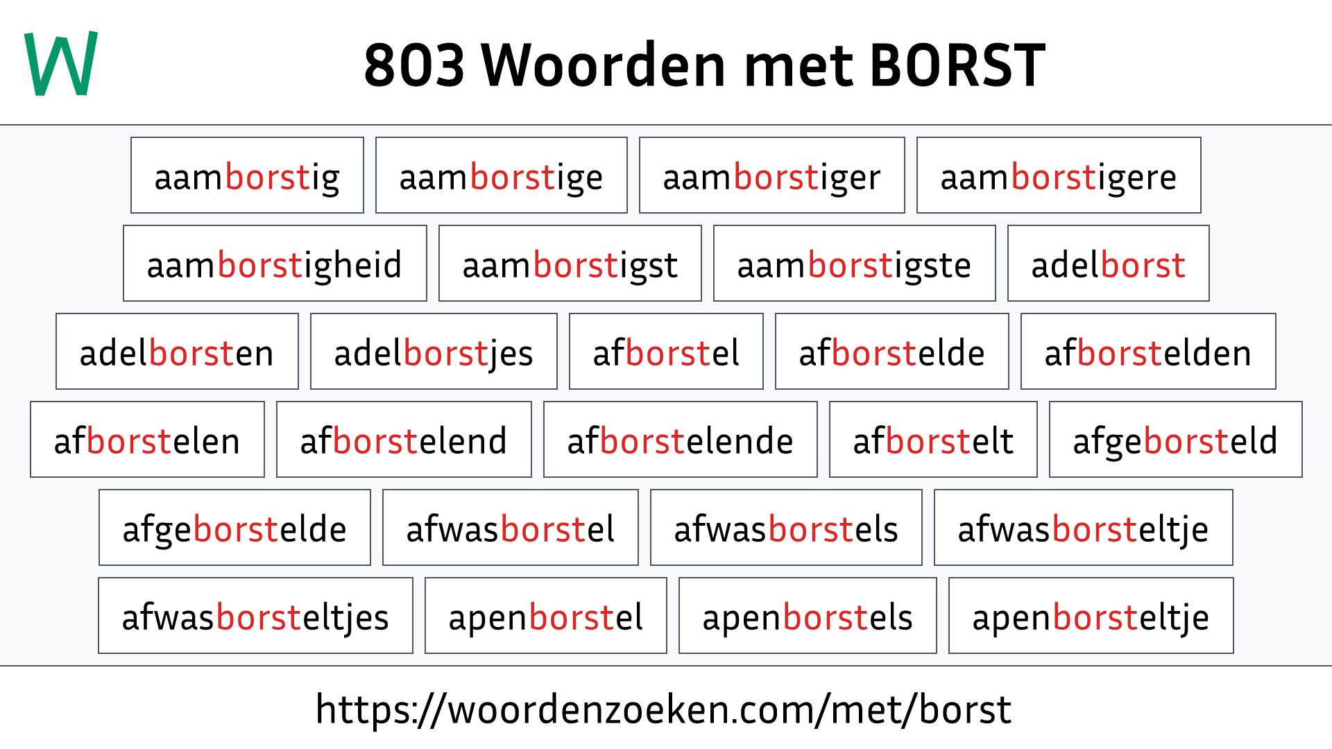 Woorden met BORST