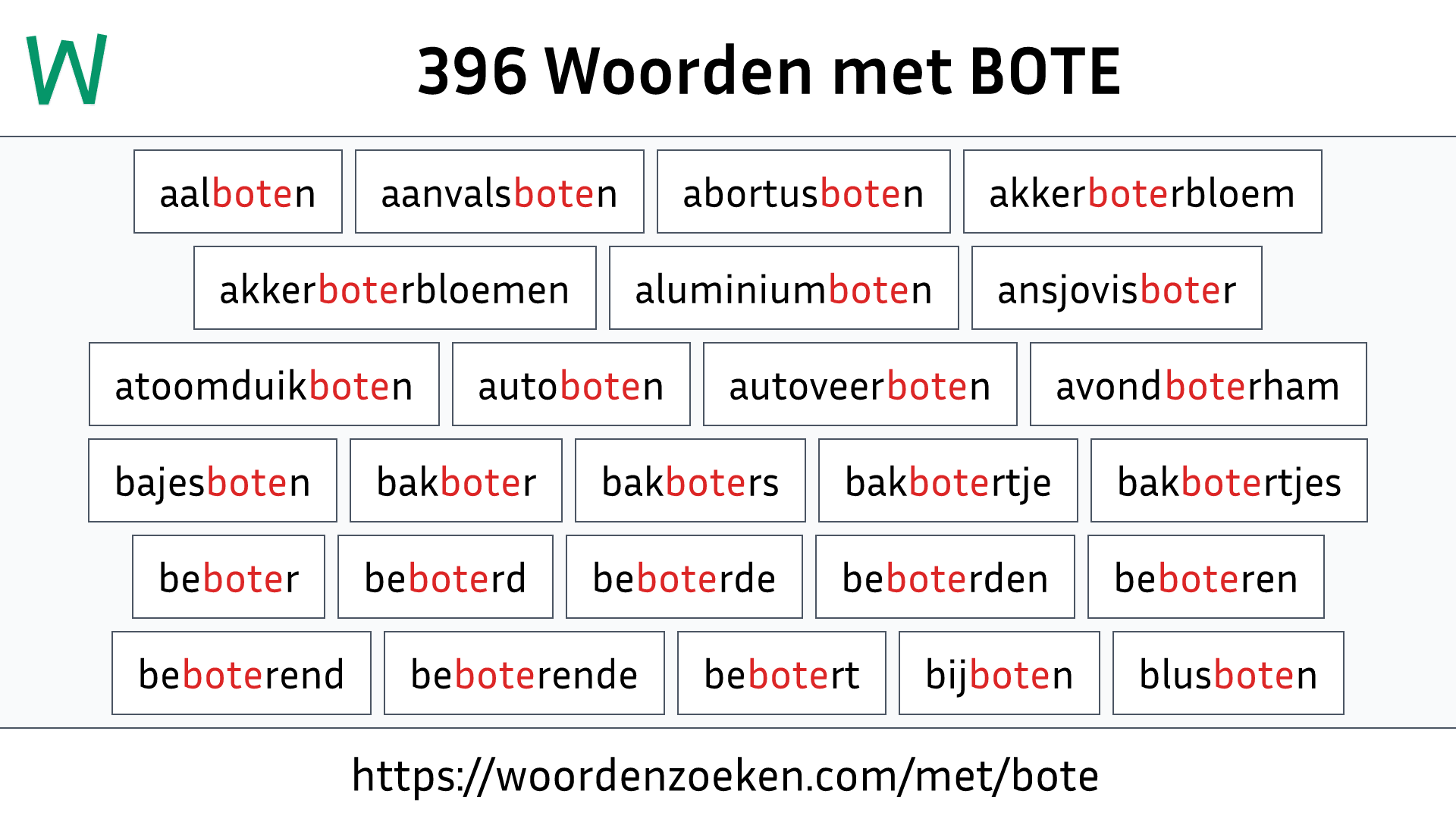 Woorden met BOTE