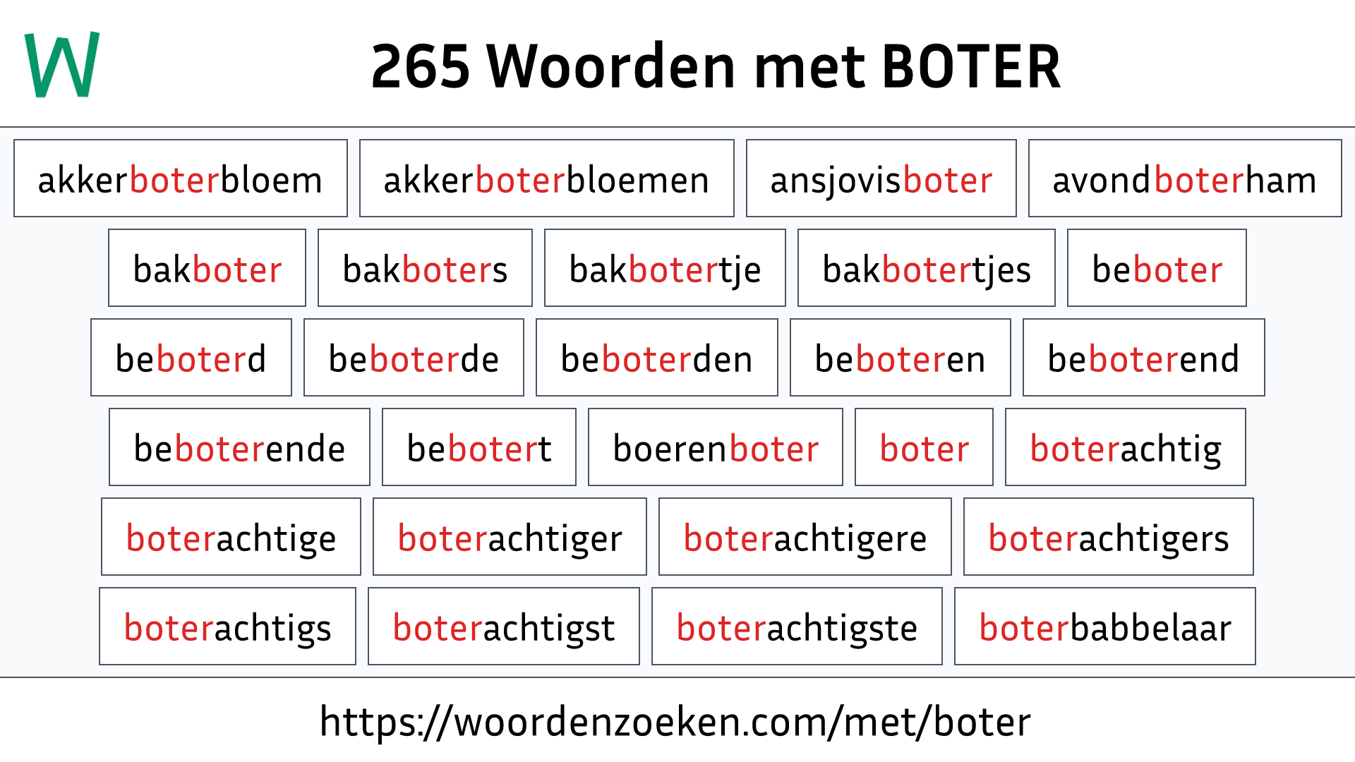 Woorden met BOTER