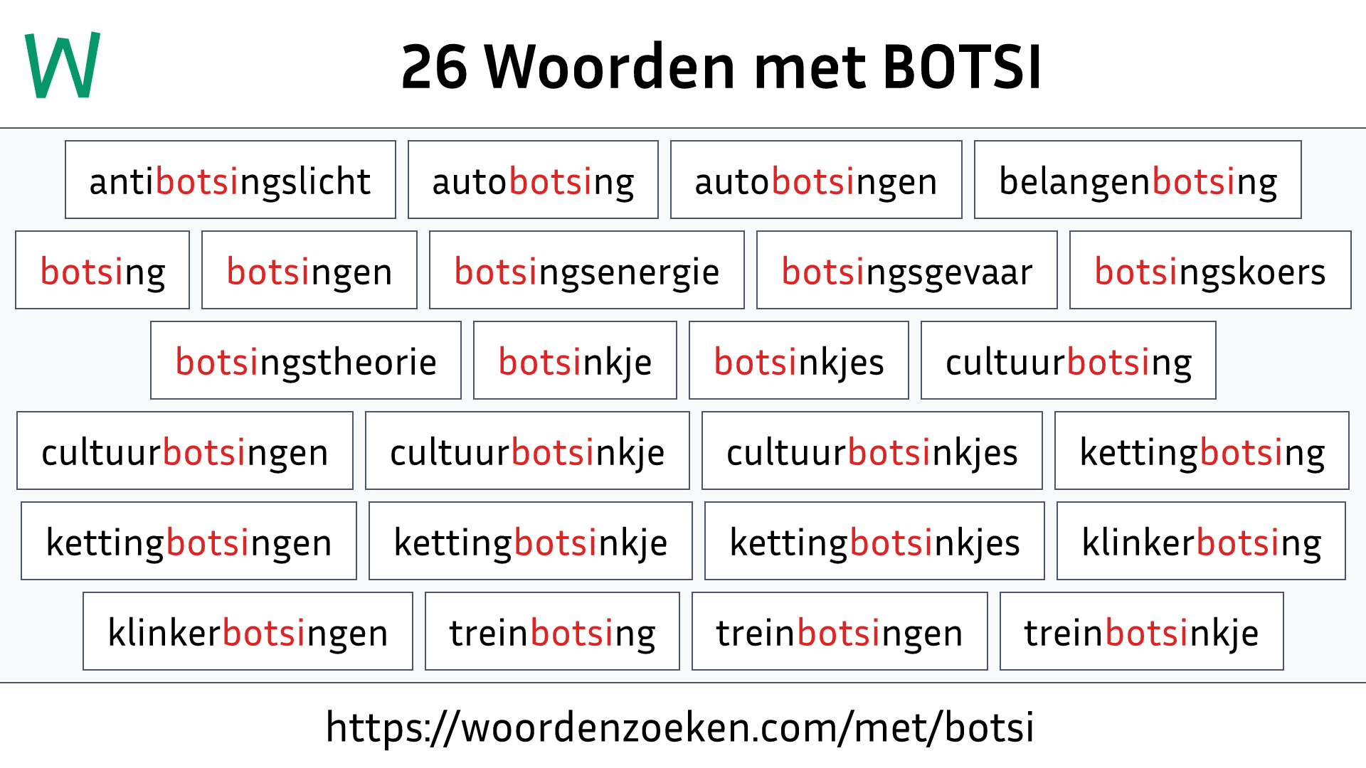 Woorden met BOTSI