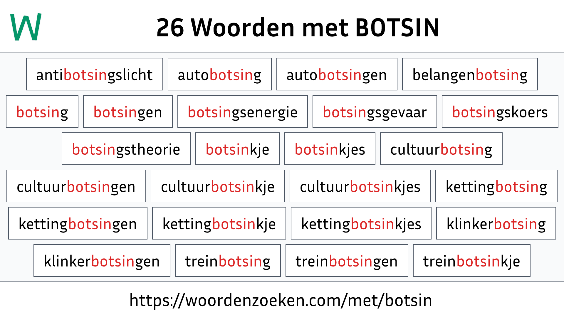 Woorden met BOTSIN