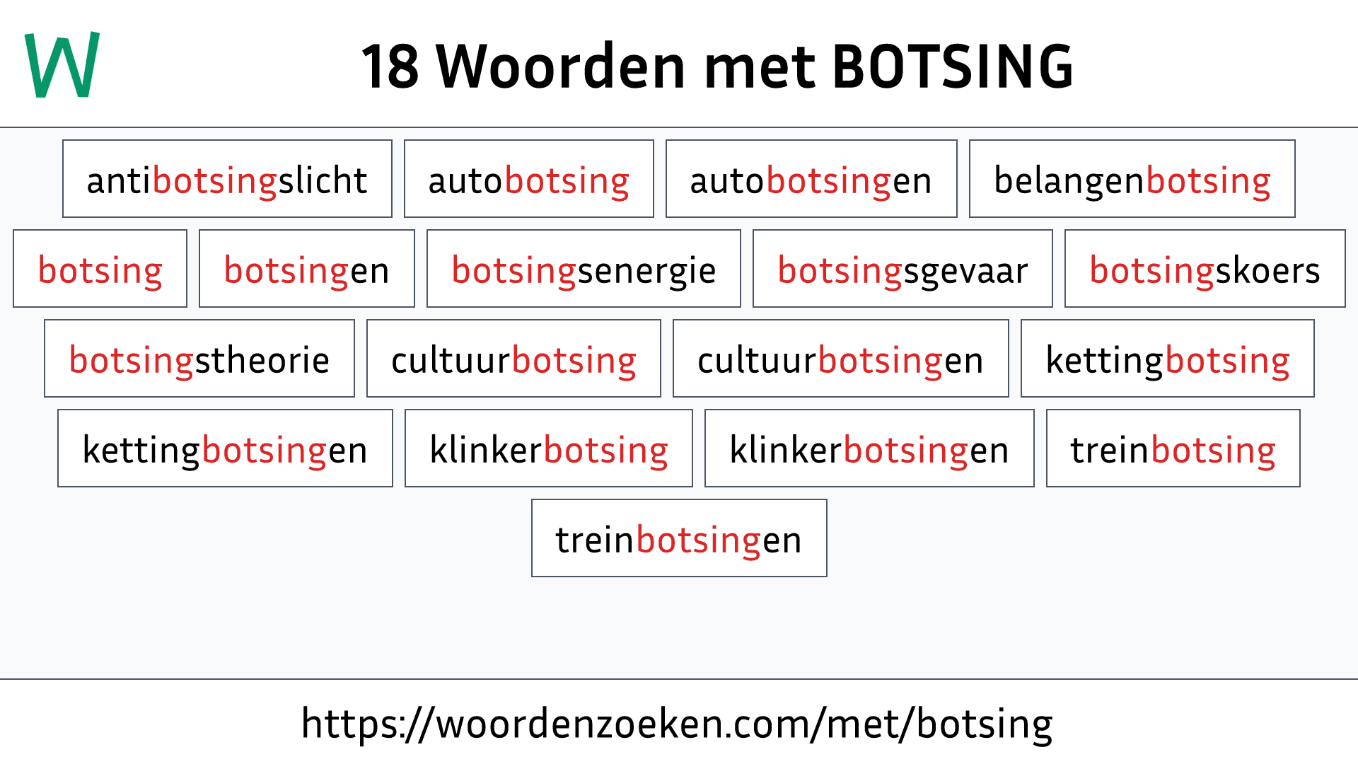 Woorden met BOTSING