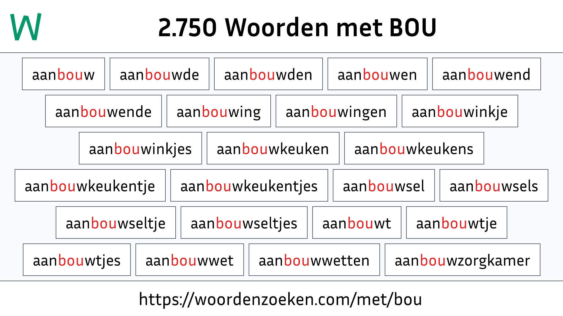 Woorden met BOU