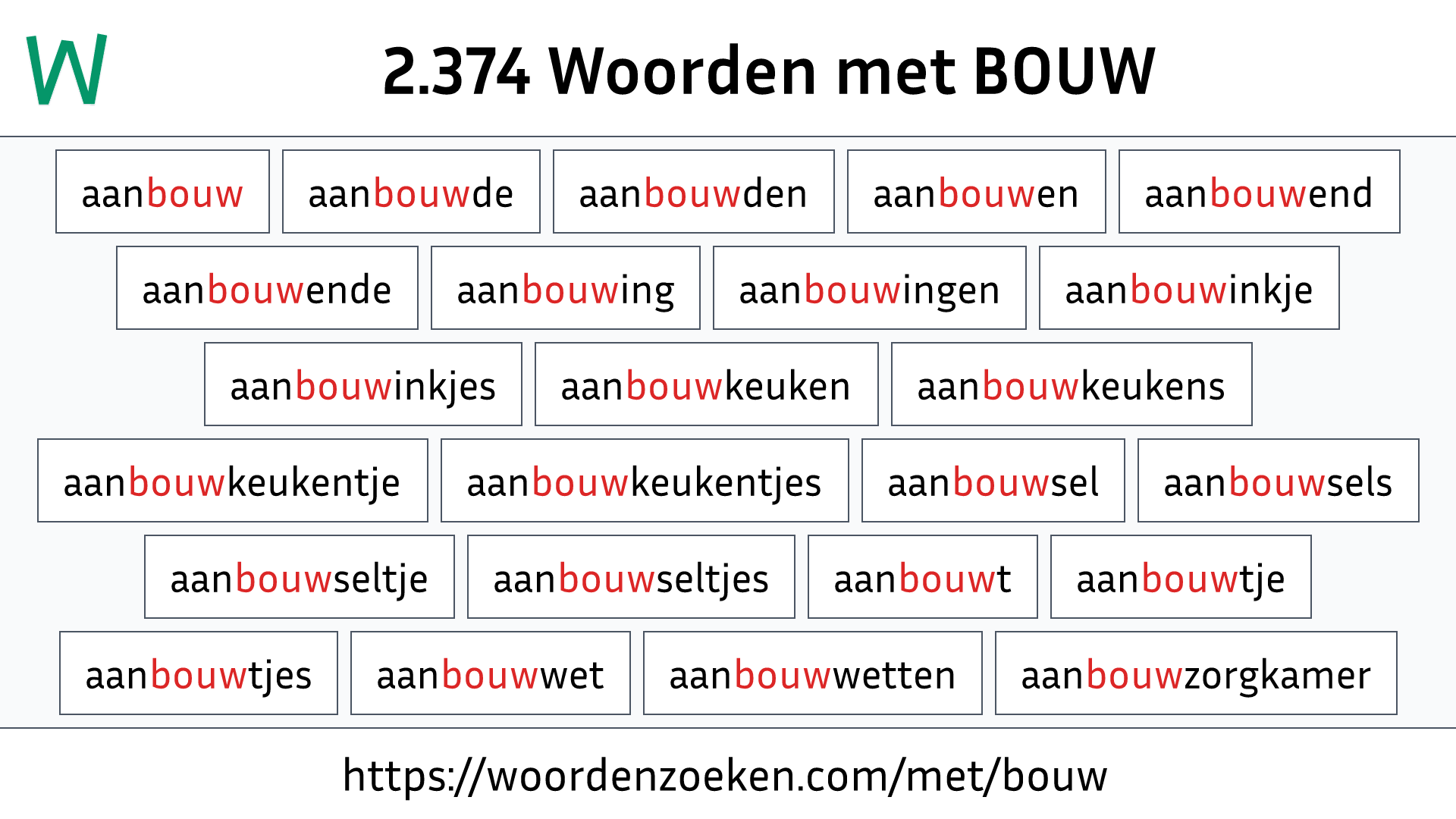 Woorden met BOUW