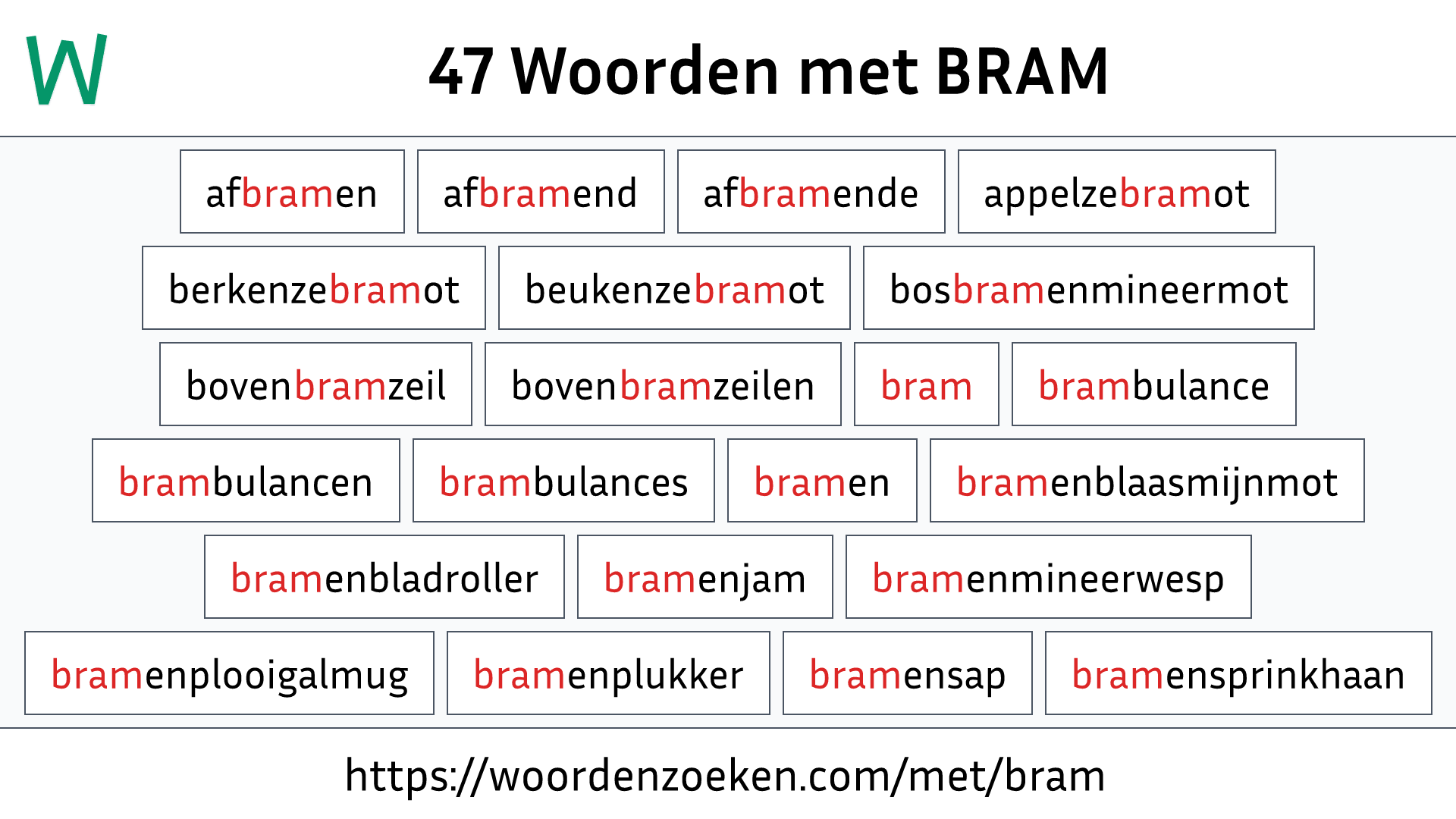 Woorden met BRAM