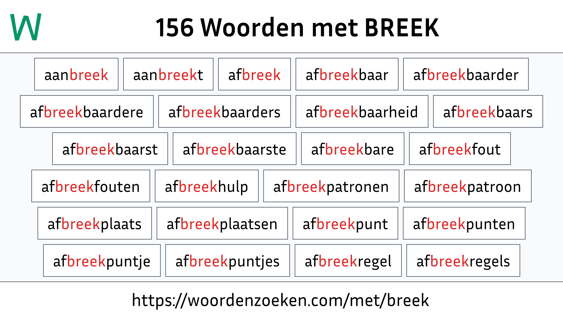 Woorden met BREEK