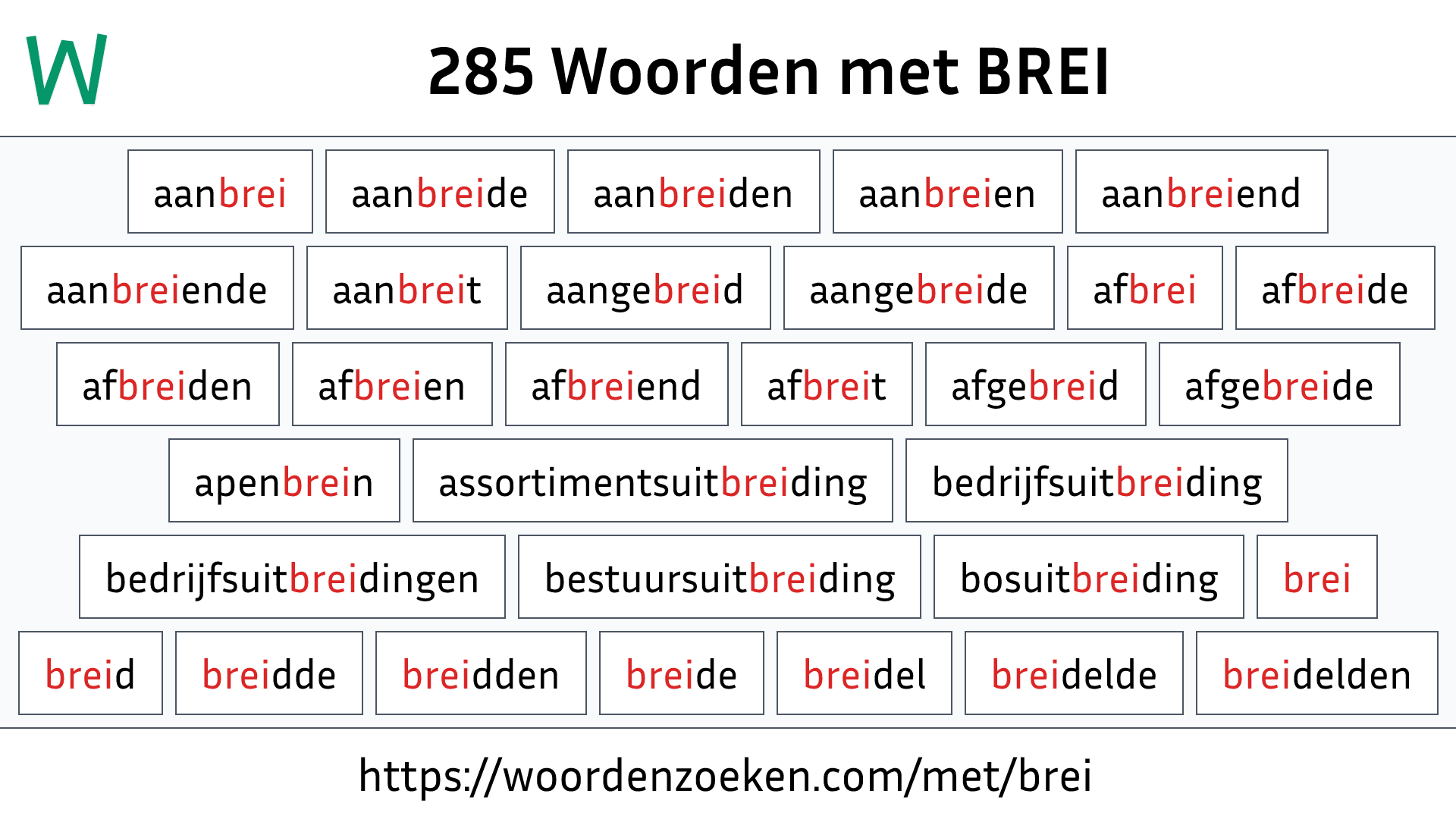 Woorden met BREI