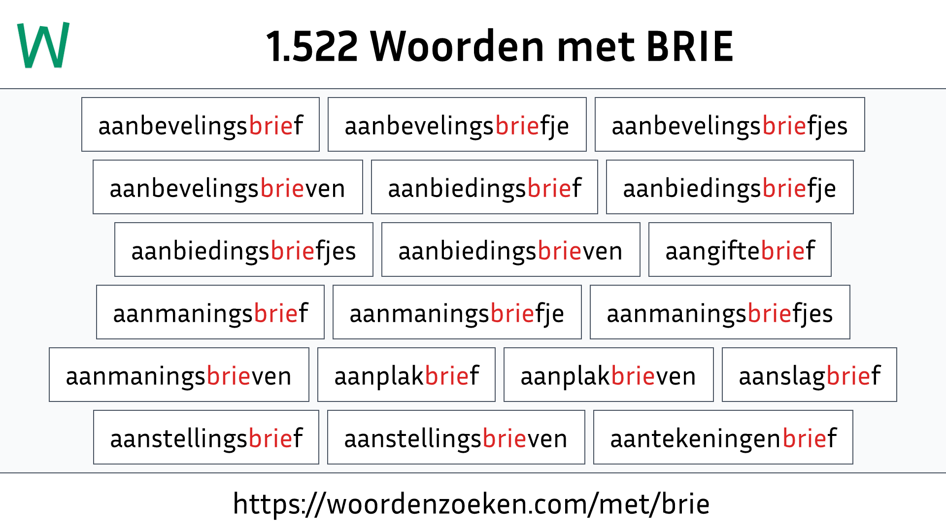 Woorden met BRIE