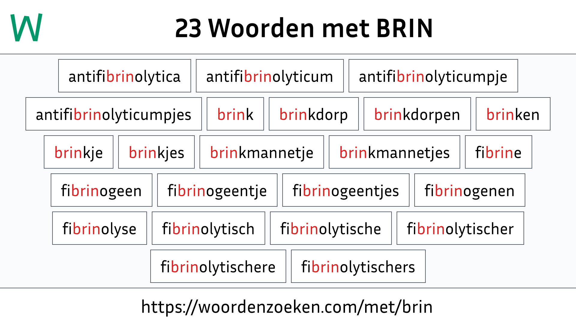 Woorden met BRIN