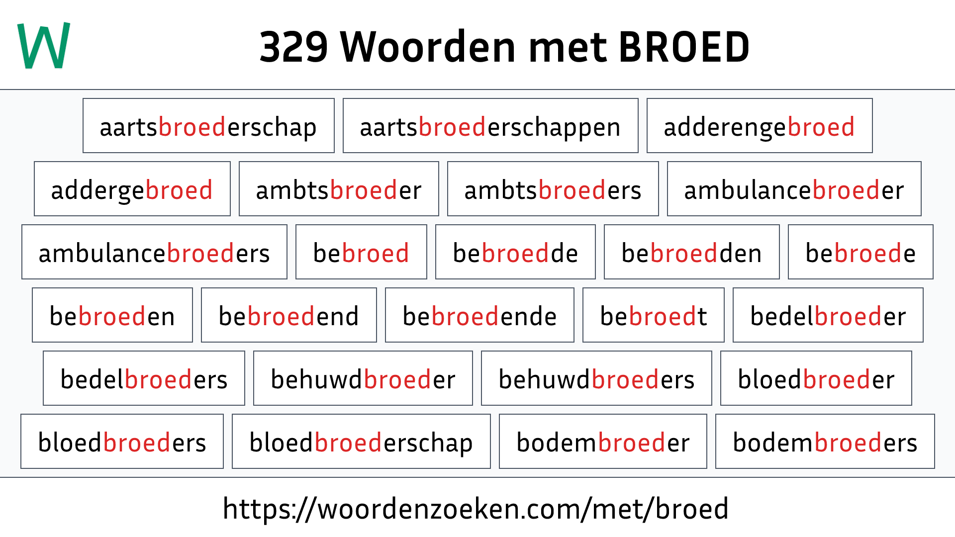 Woorden met BROED