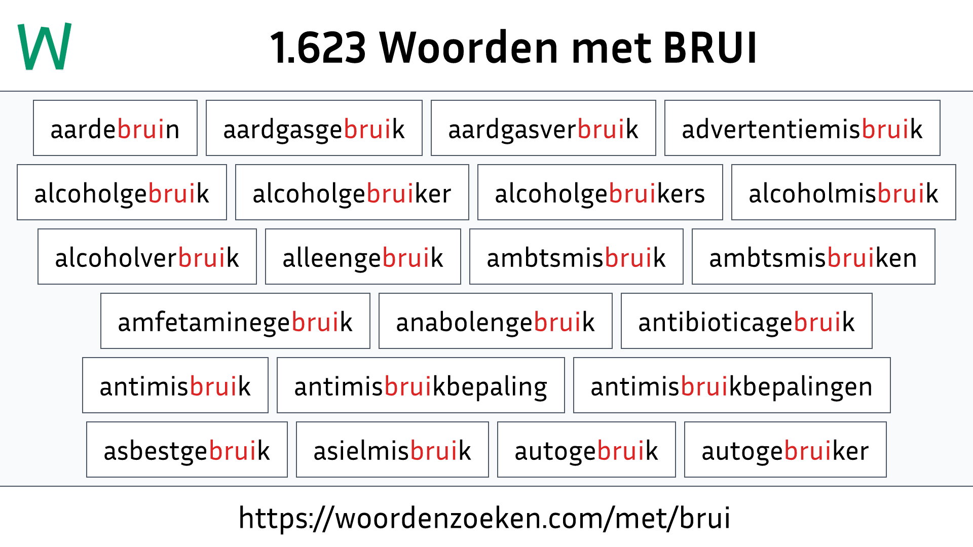 Woorden met BRUI