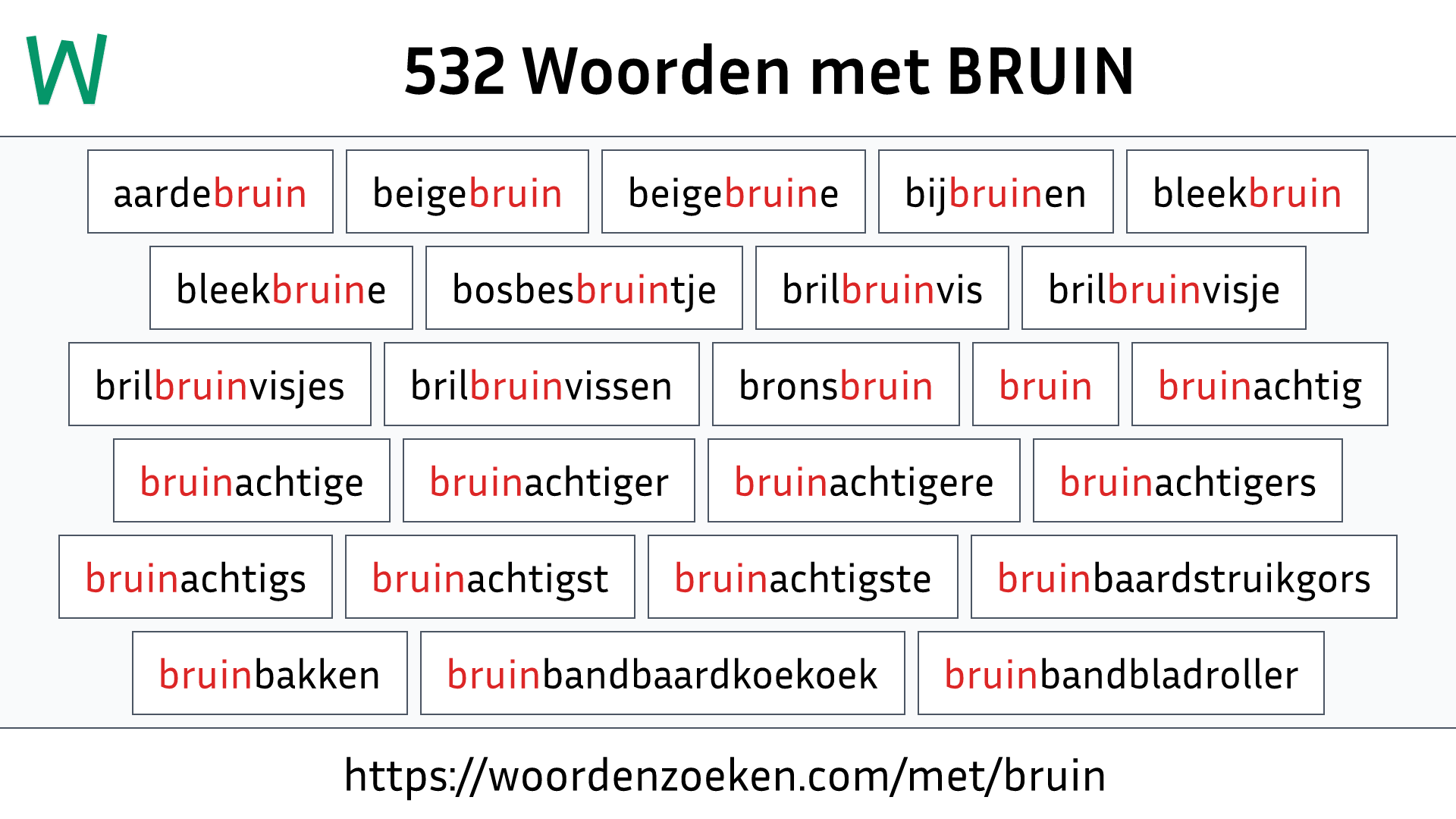 Woorden met BRUIN