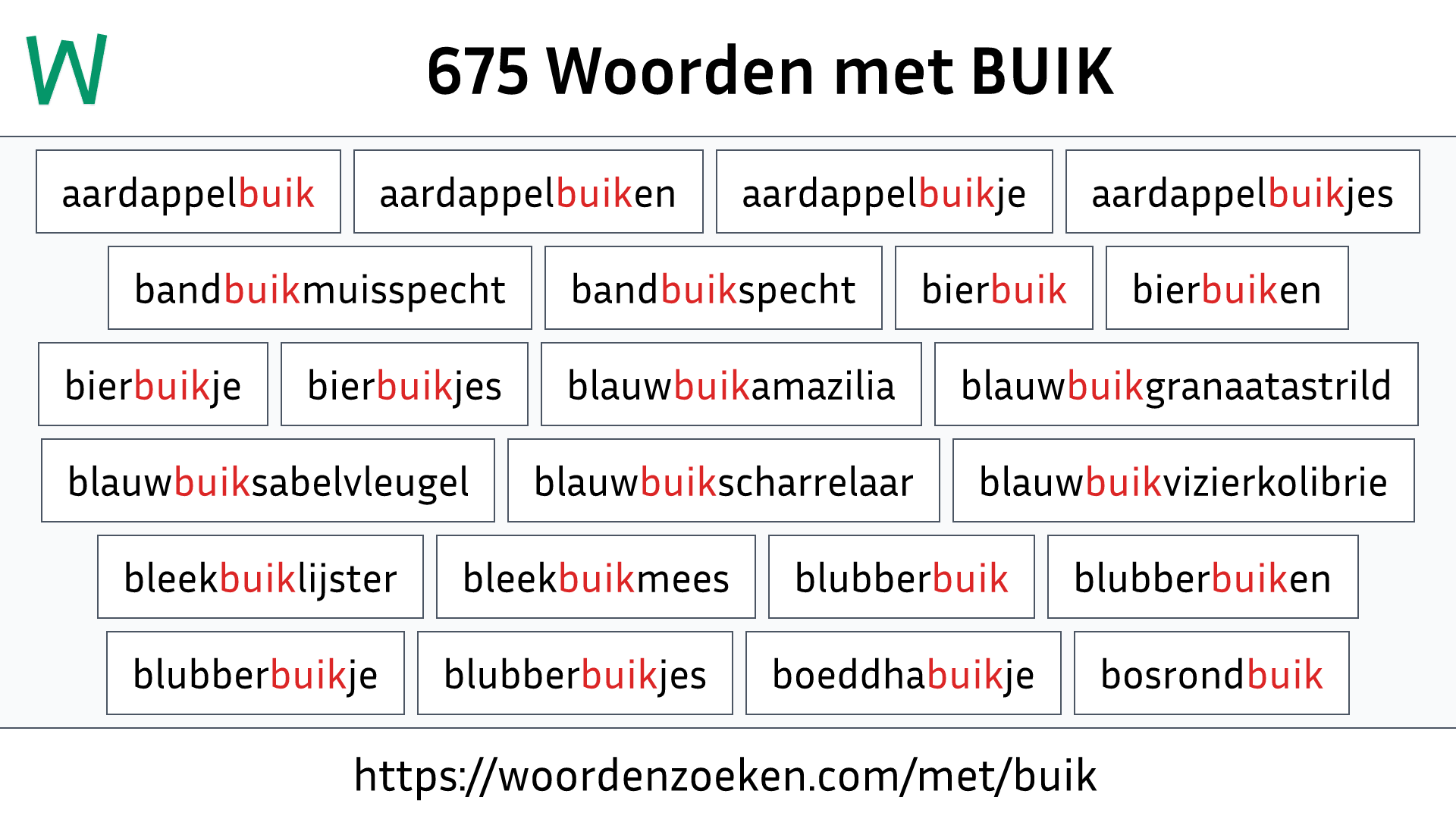 Woorden met BUIK