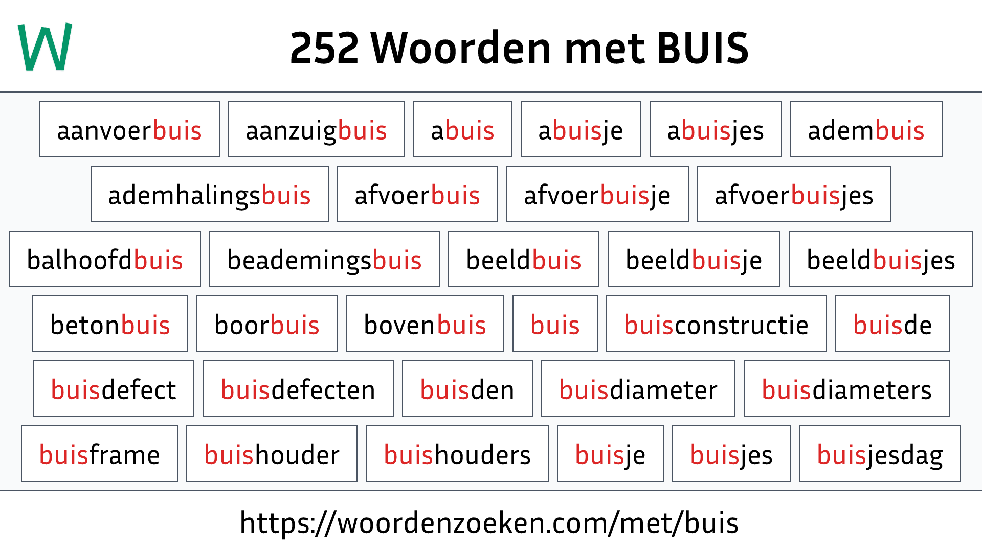 Woorden met BUIS