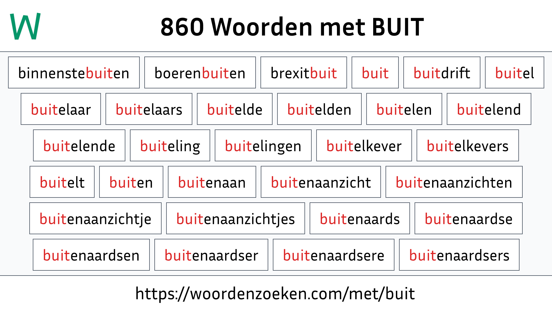 Woorden met BUIT