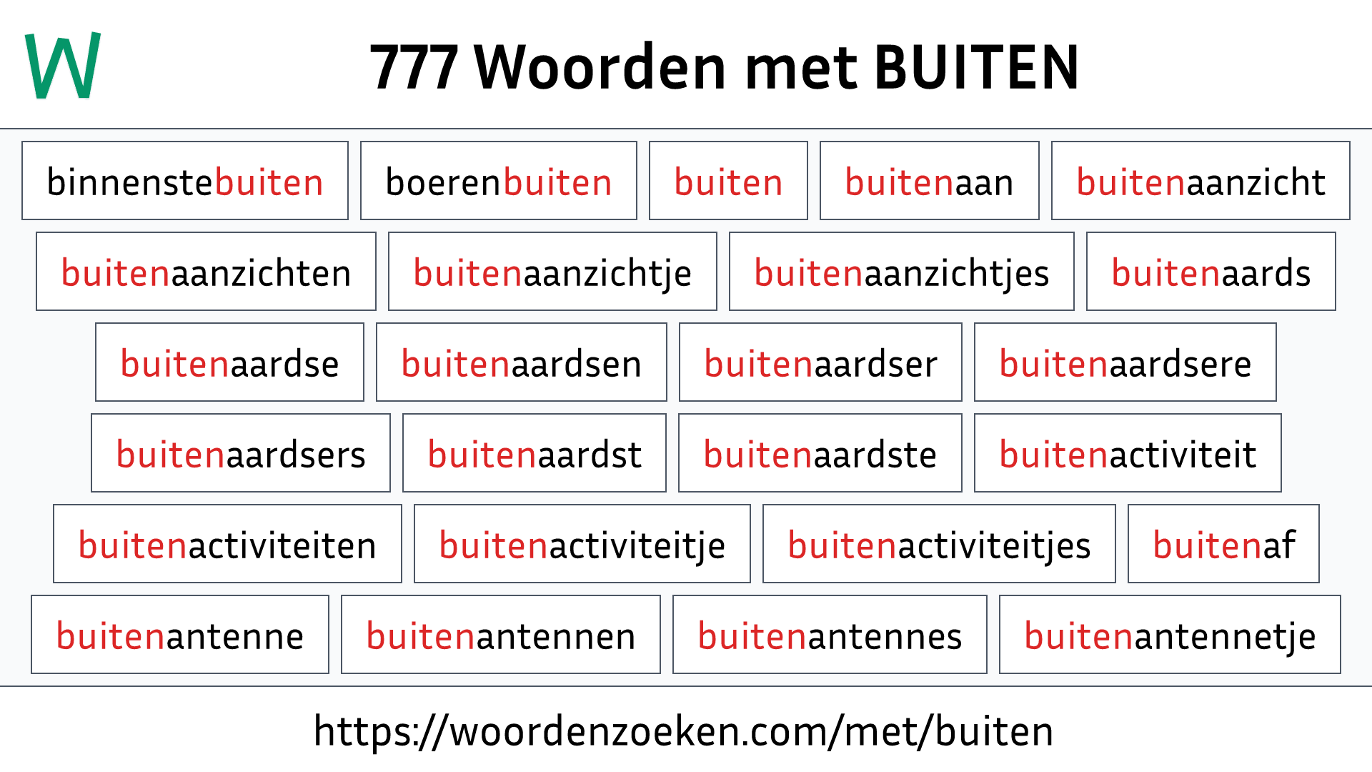 Woorden met BUITEN