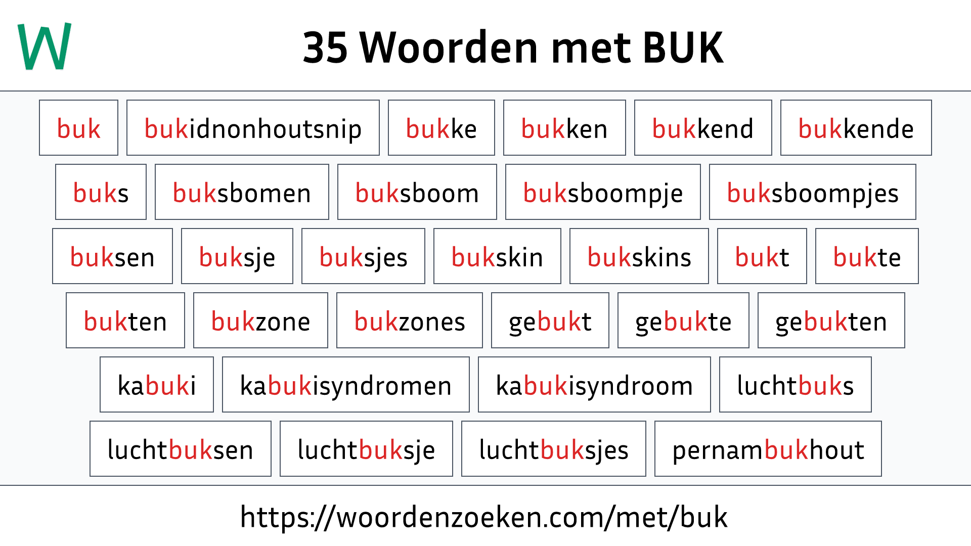 Woorden met BUK