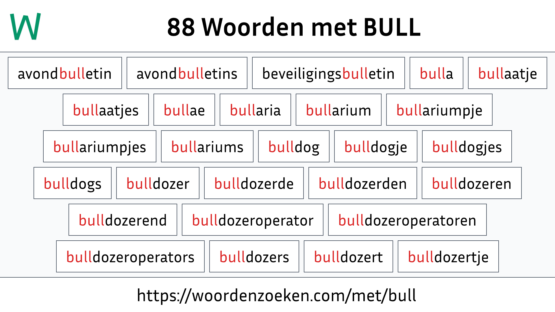 Woorden met BULL