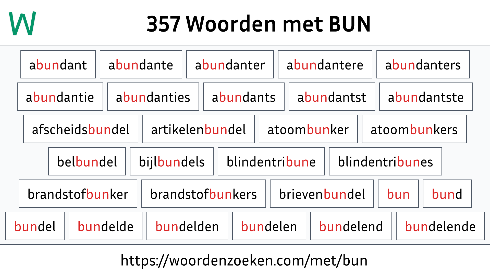 Woorden met BUN