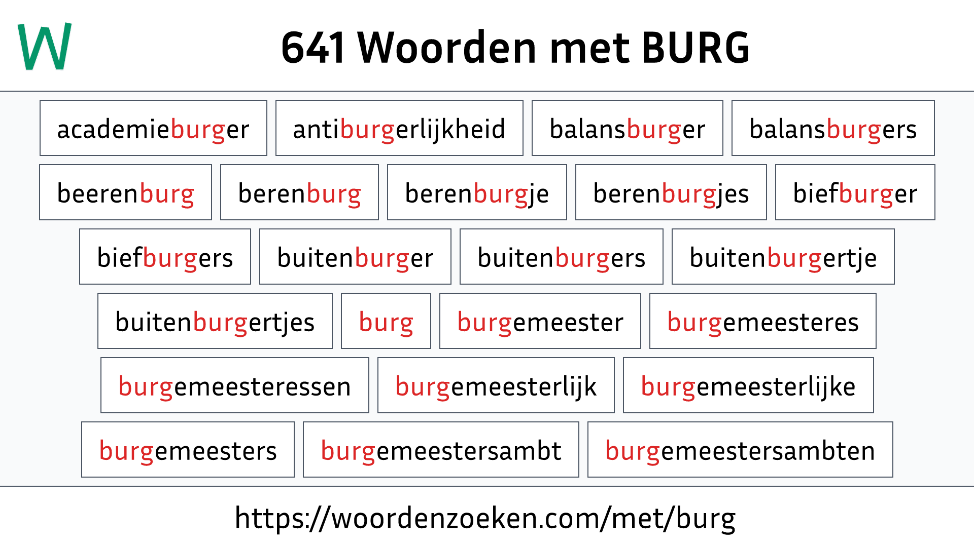 Woorden met BURG