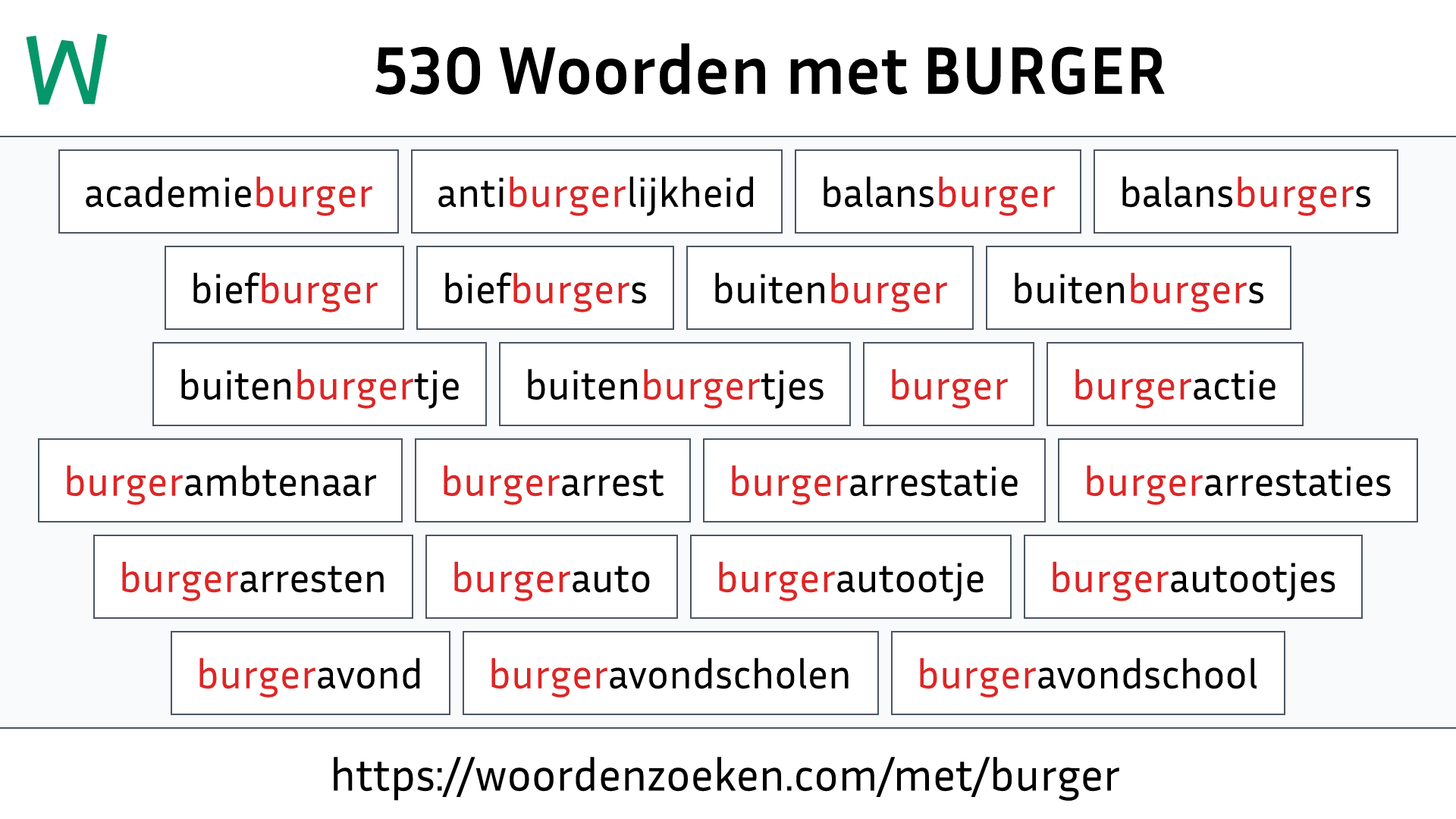 Woorden met BURGER