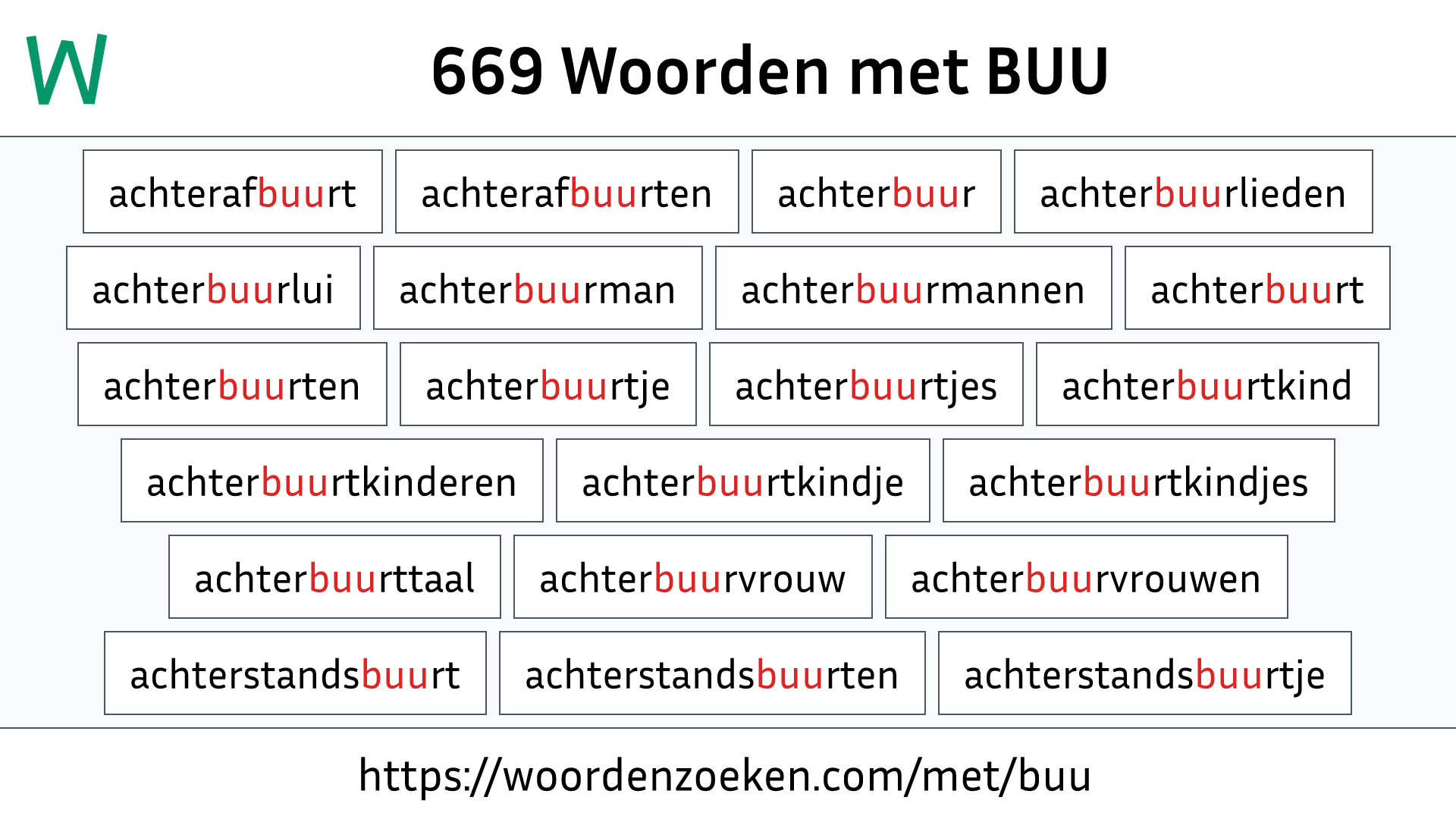 Woorden met BUU