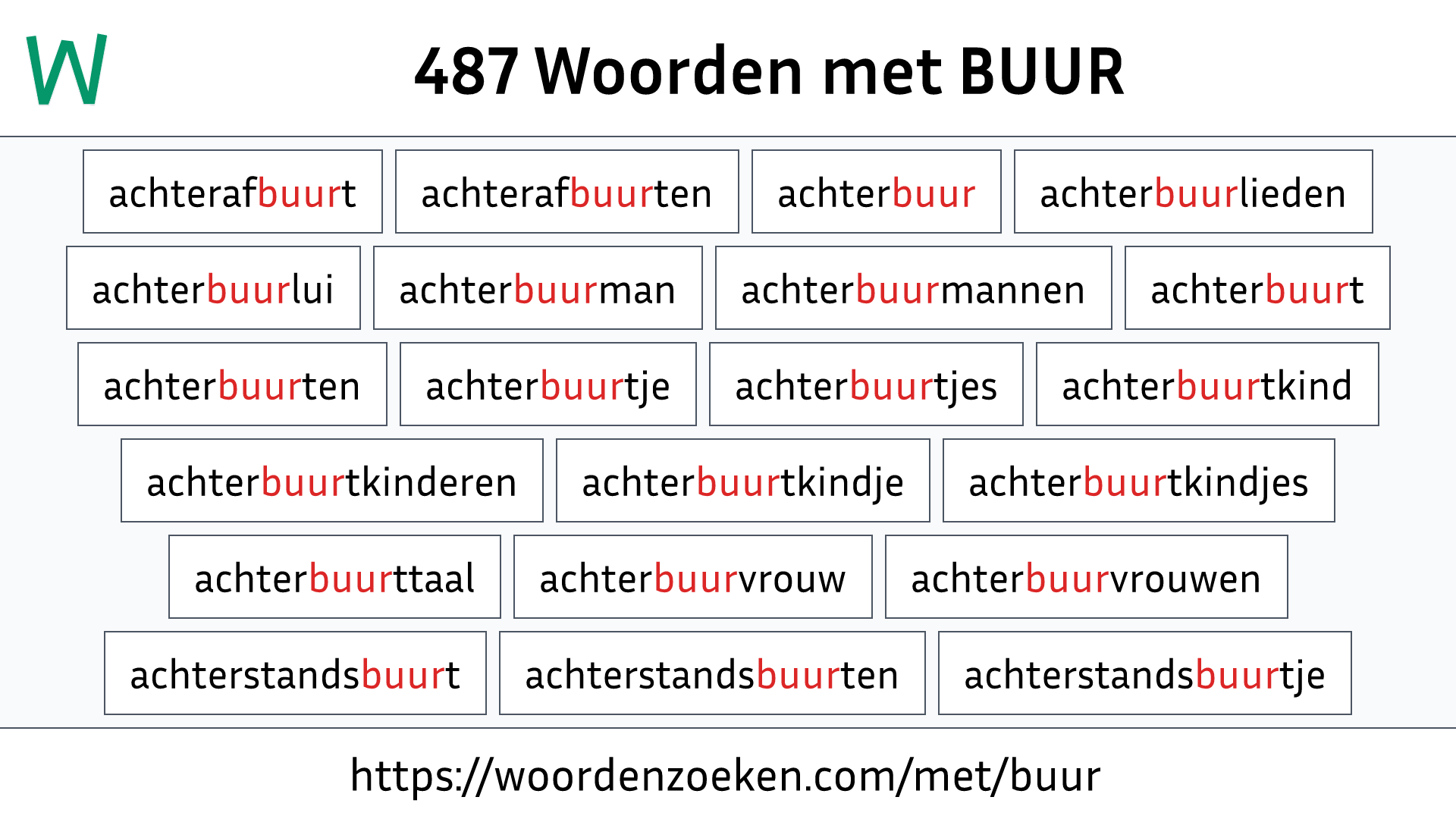 Woorden met BUUR