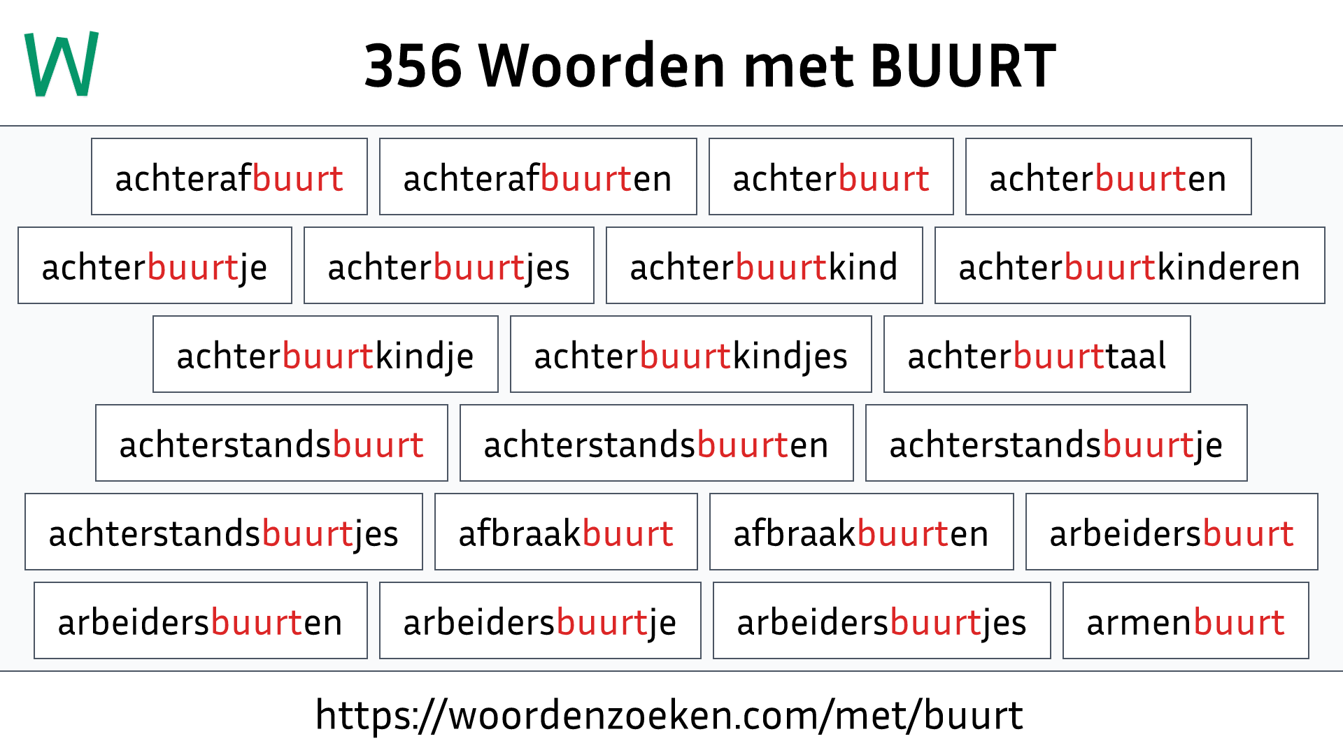 Woorden met BUURT