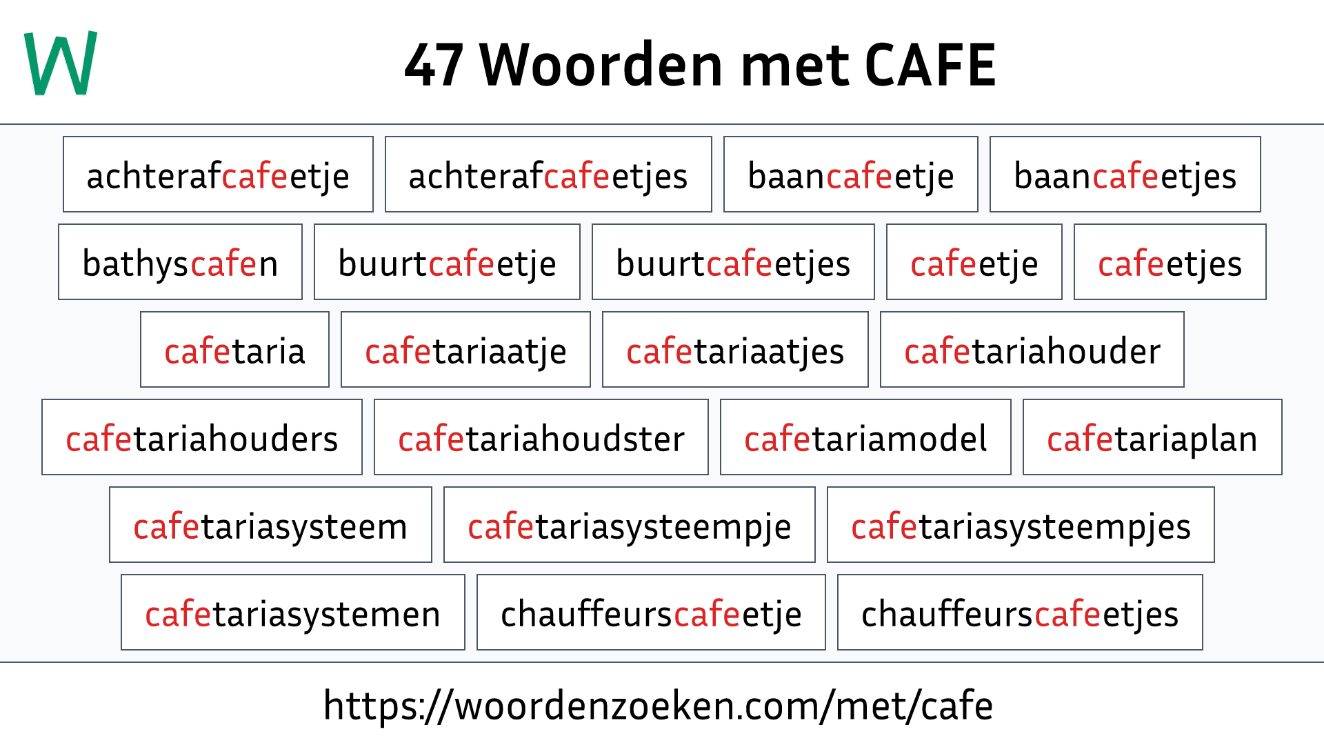 Woorden met CAFE