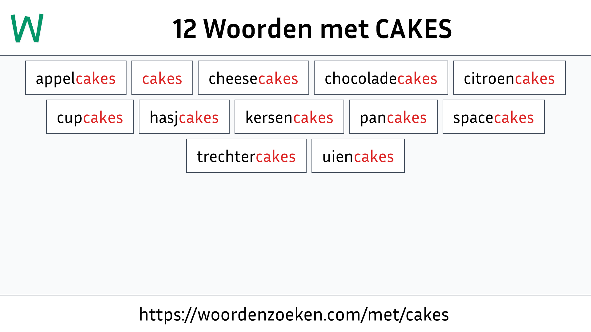 Woorden met CAKES