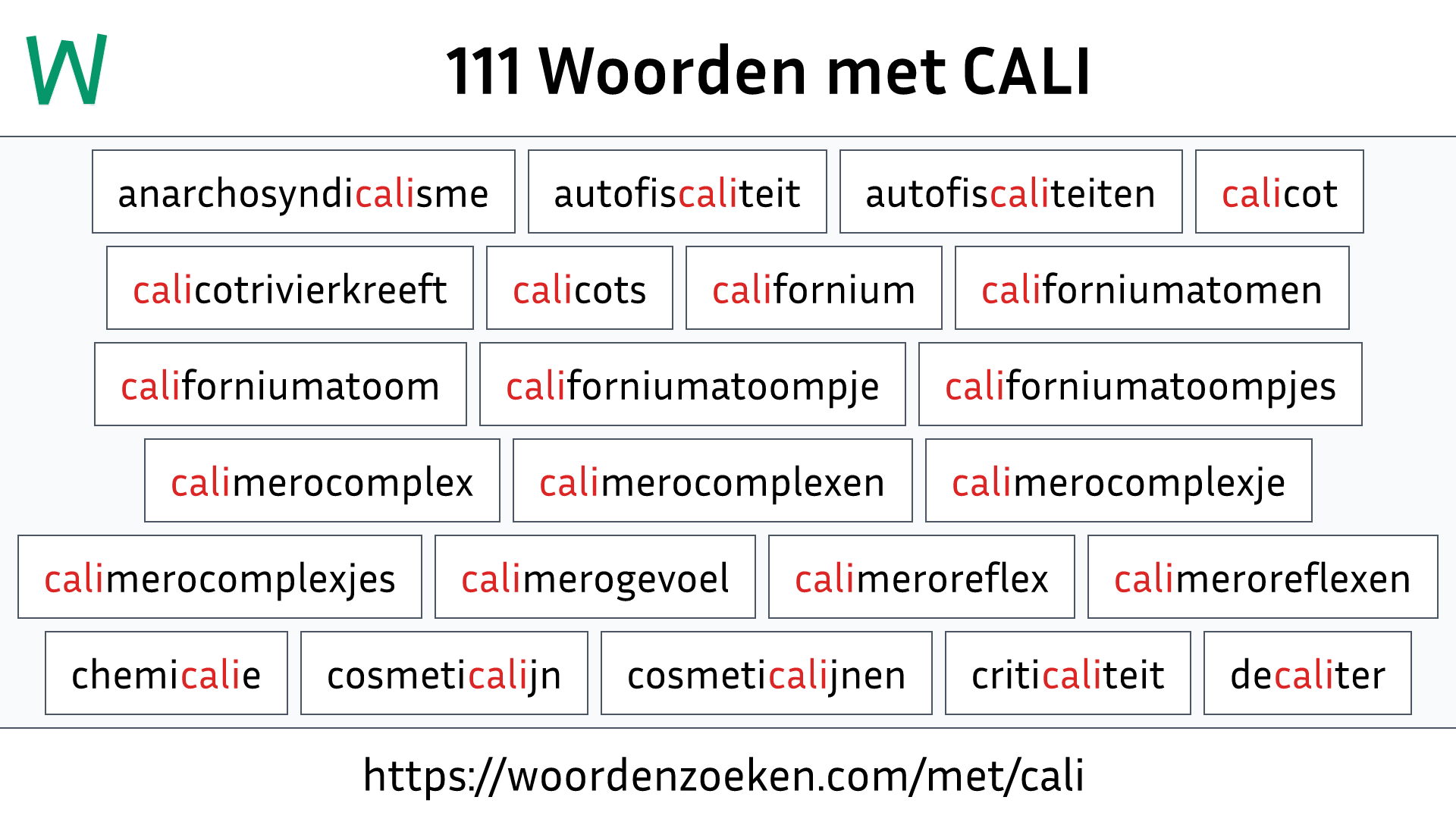 Woorden met CALI