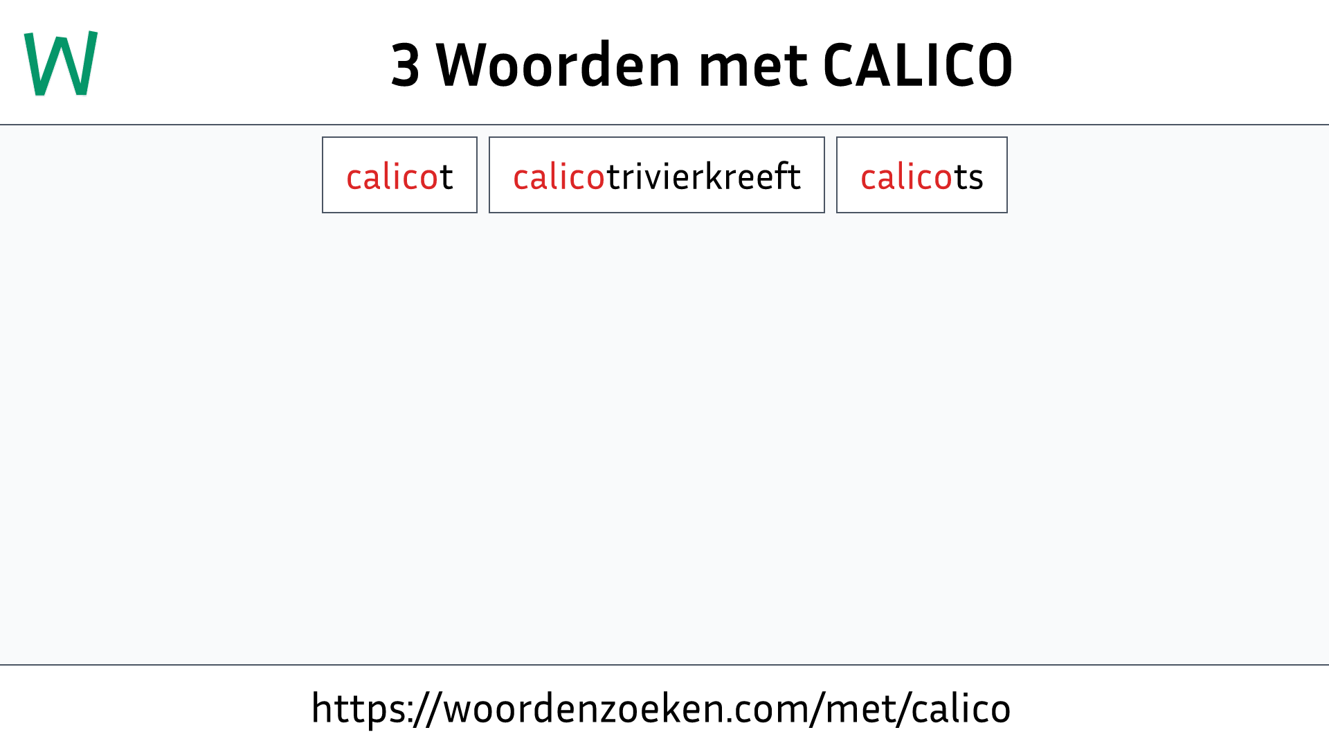 Woorden met CALICO