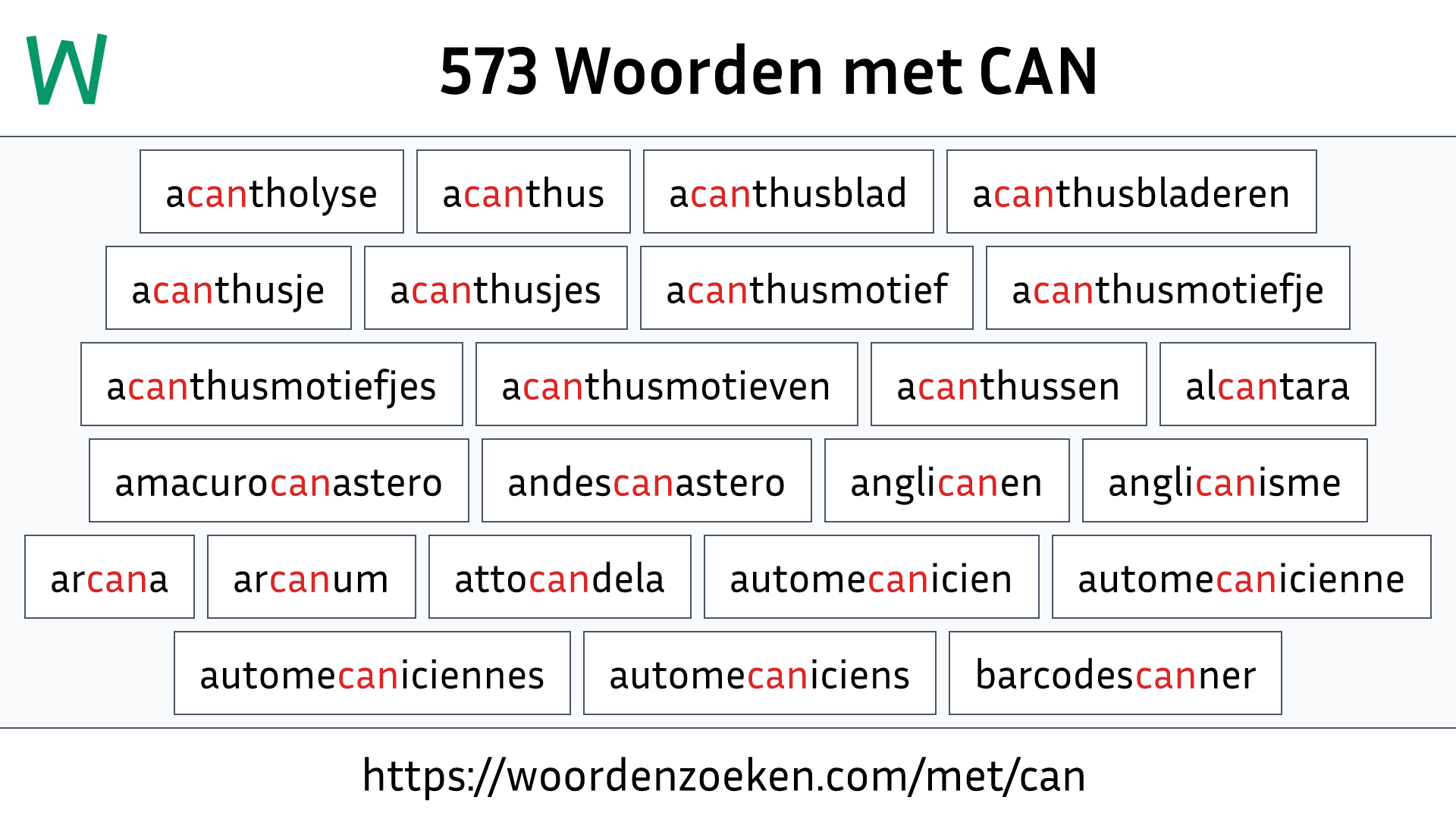 Woorden met CAN