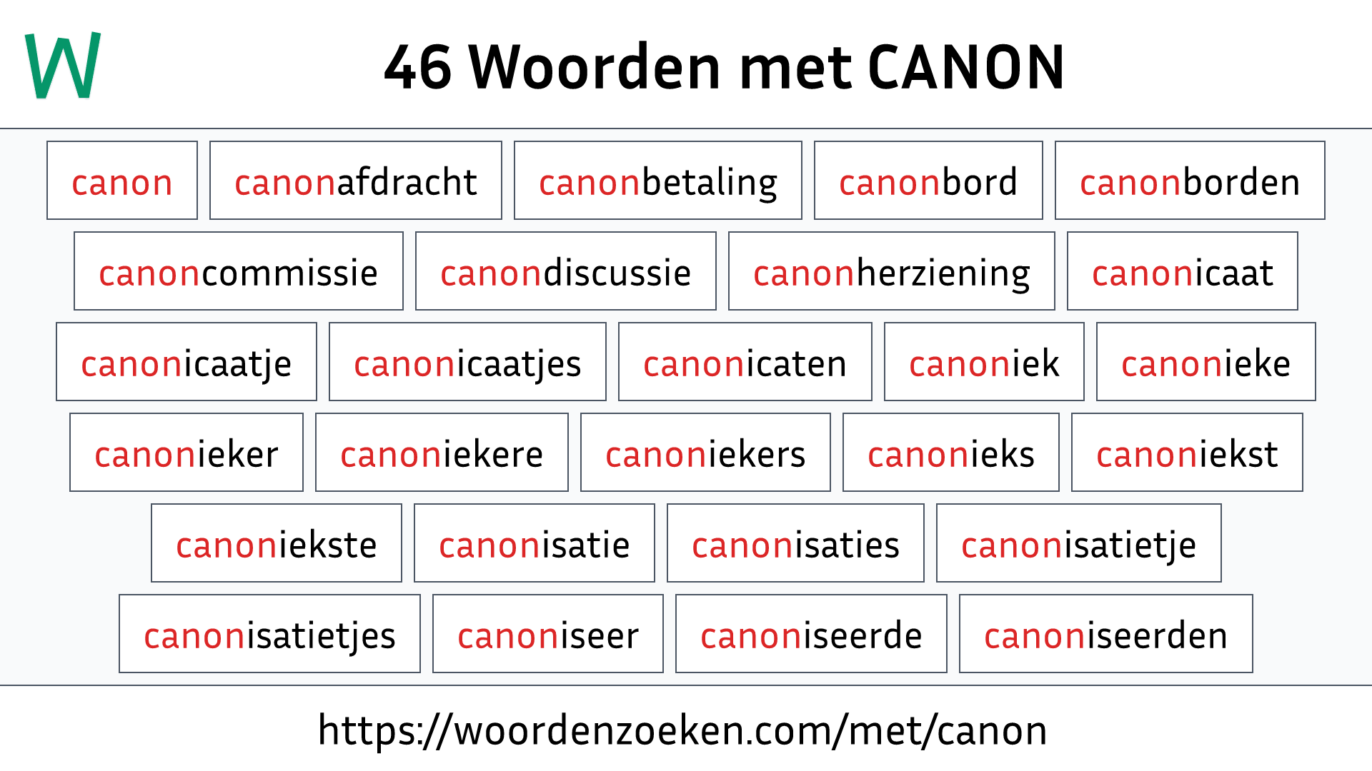 Woorden met CANON