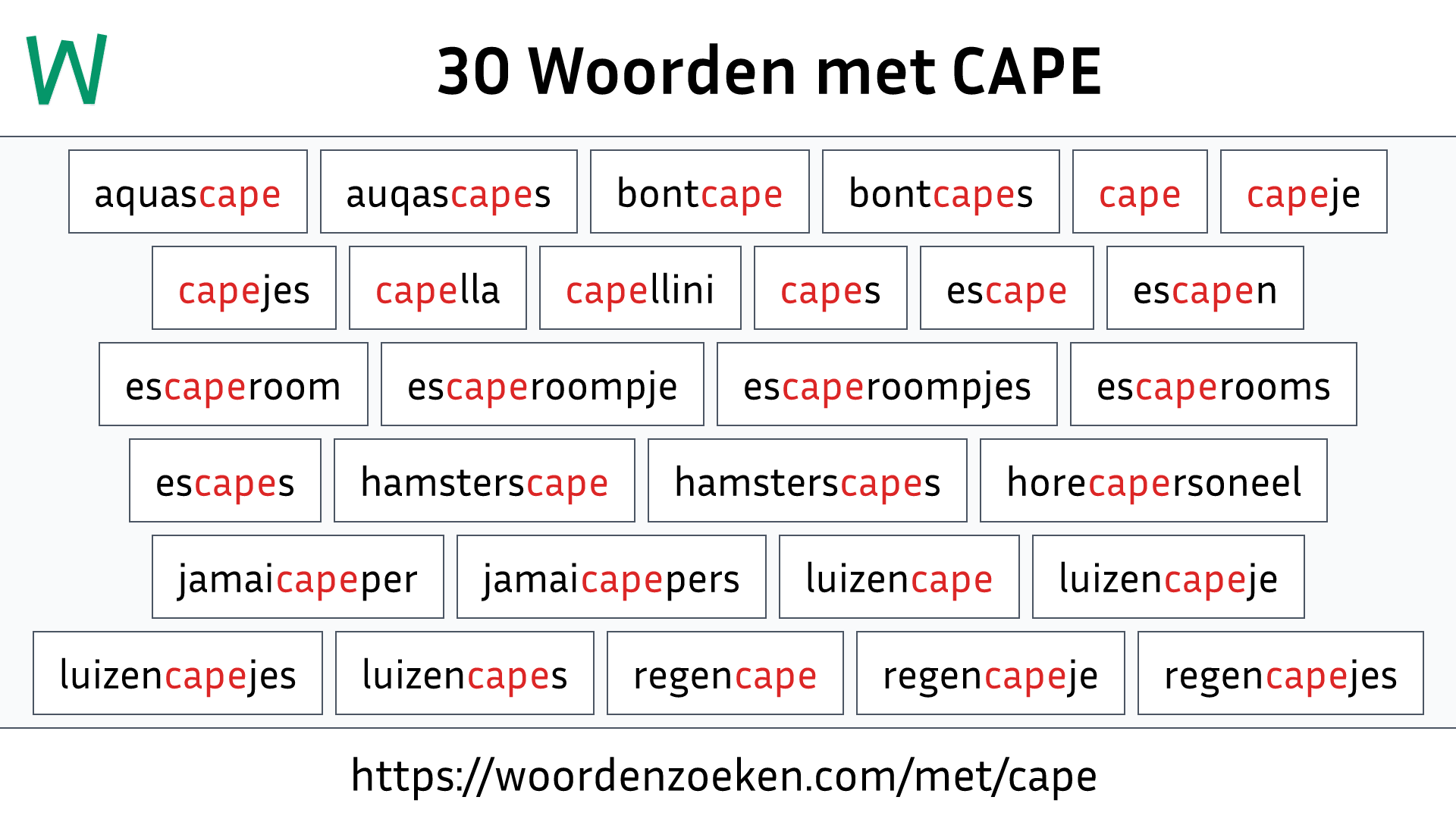 Woorden met CAPE