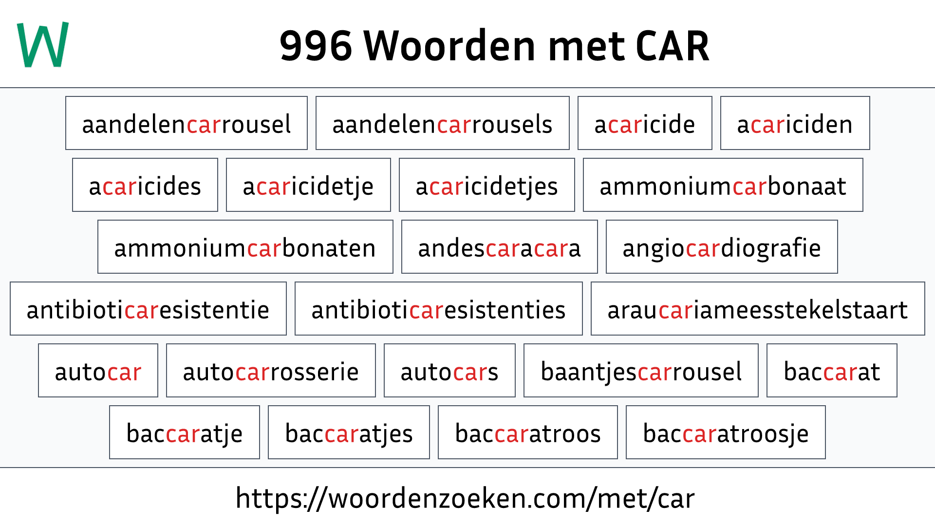 Woorden met CAR