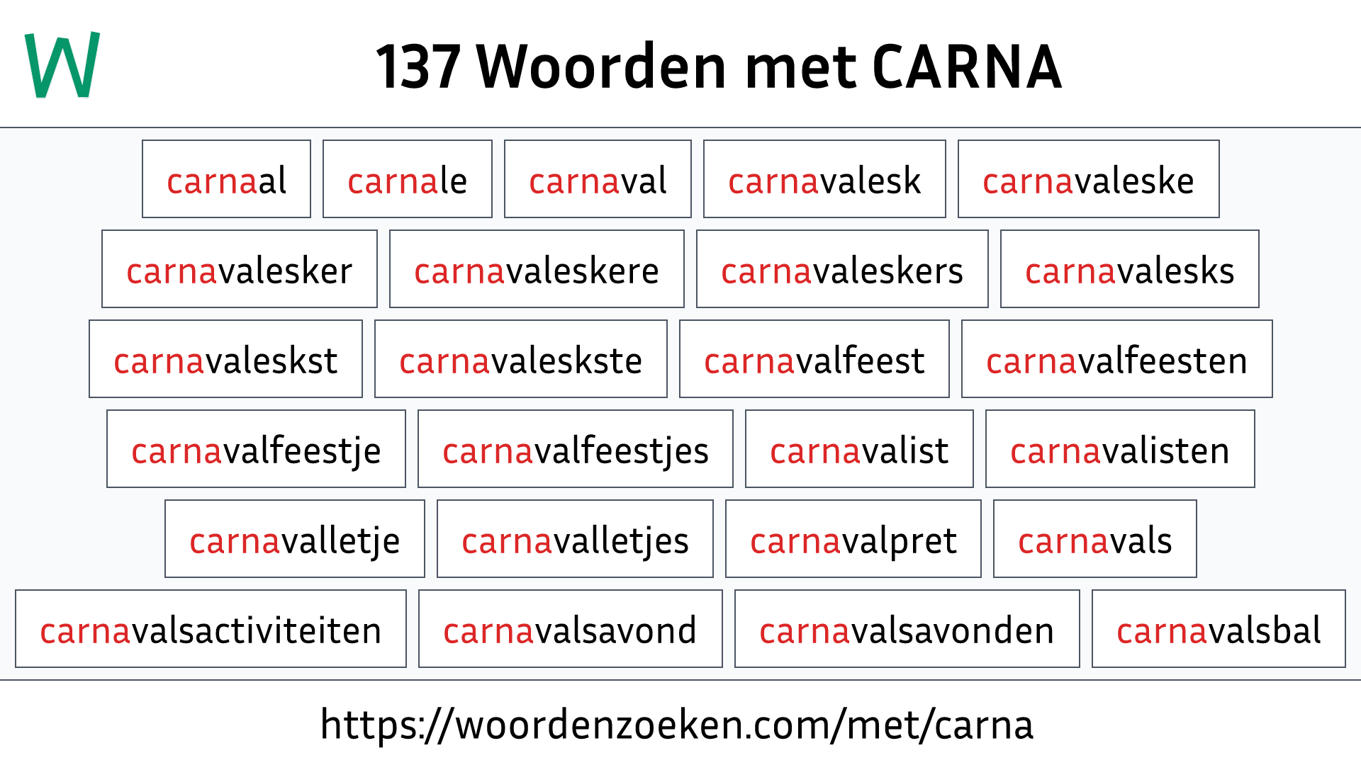 Woorden met CARNA