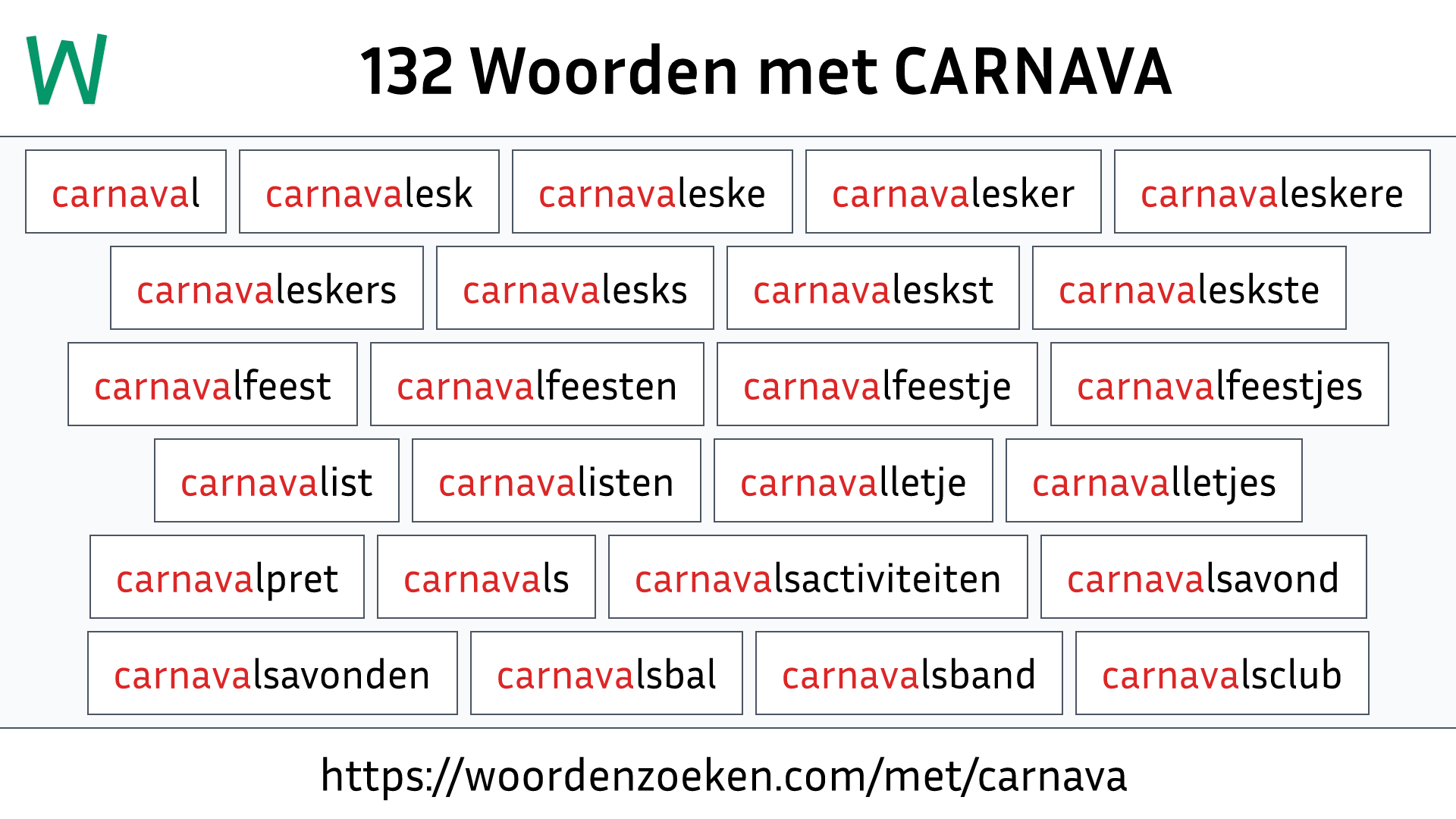 Woorden met CARNAVA