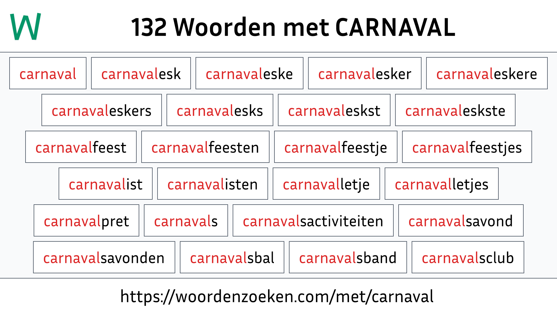 Woorden met CARNAVAL